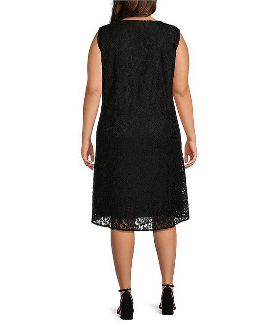 Caroline Rose Plus Size Flora Lace Scoop Neck Sleeveless A-Line Dress Product Image