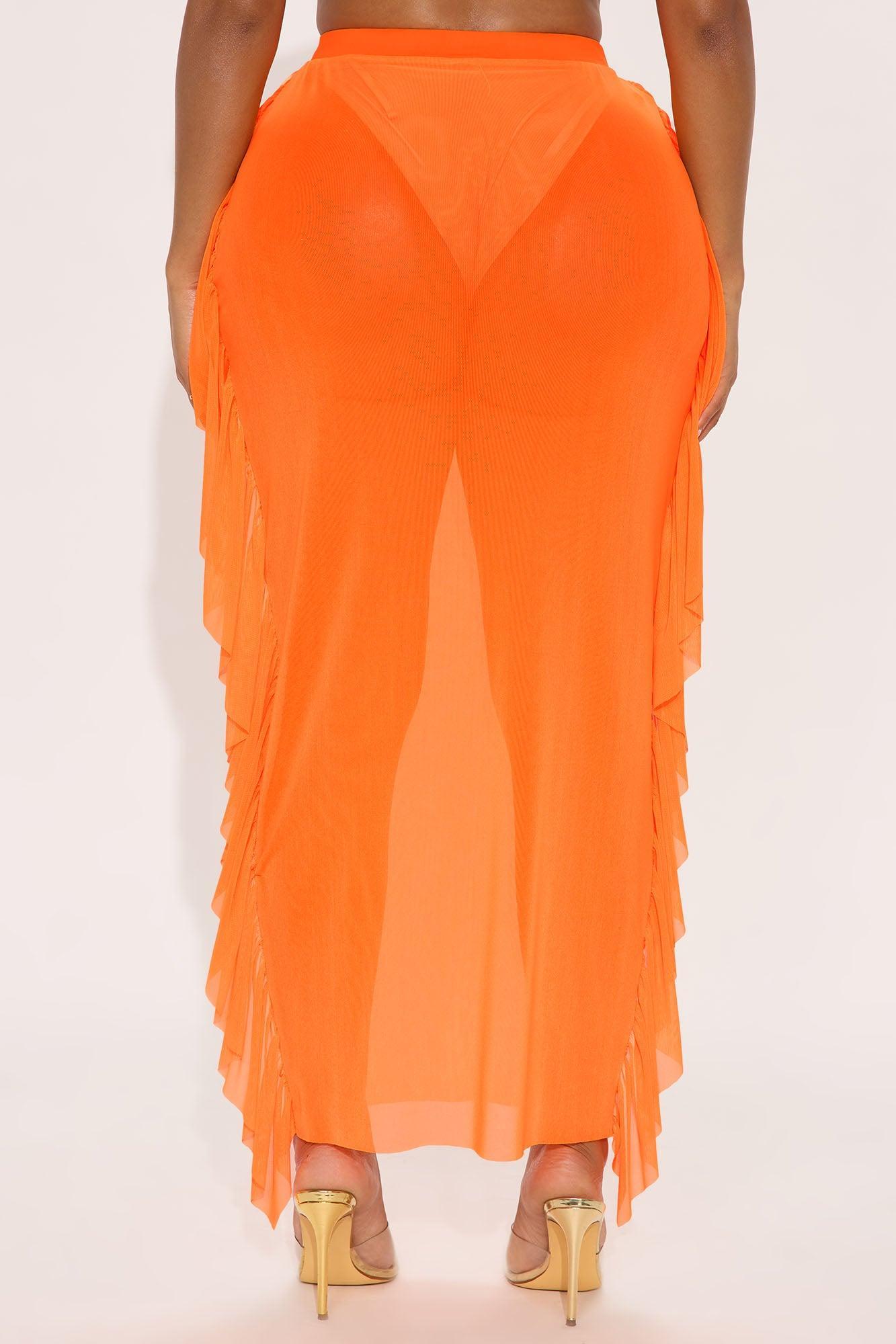 Sunshine See Through Coverup Skirt - Orange Product Image