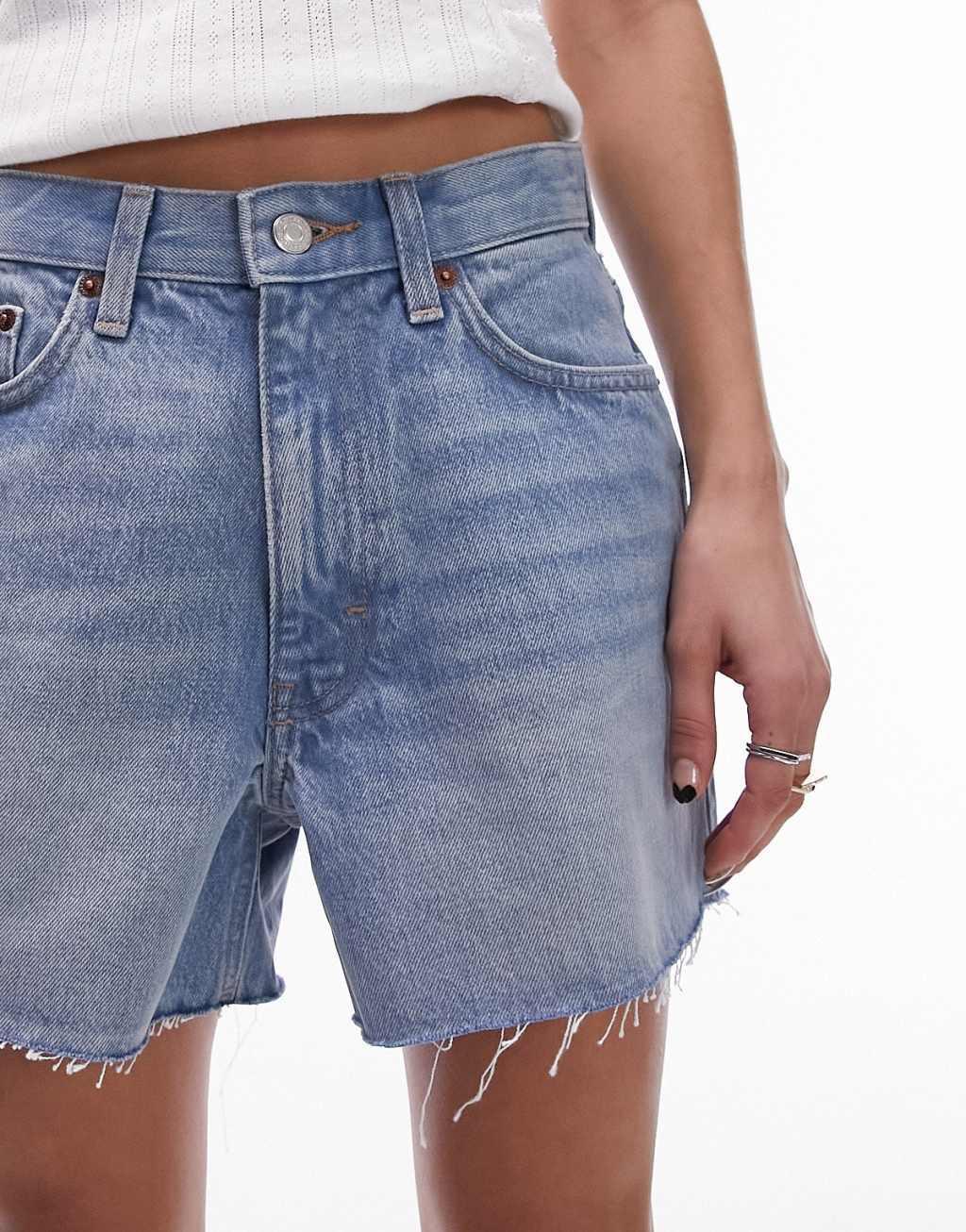 Topshop denim A line mom shorts in vintage blue  Product Image