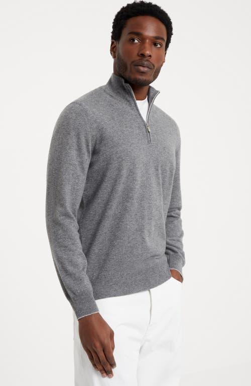 BRUNELLO CUCINELLI Men's Cashmere Turtleneck Sweater With Zipper In Grey Product Image
