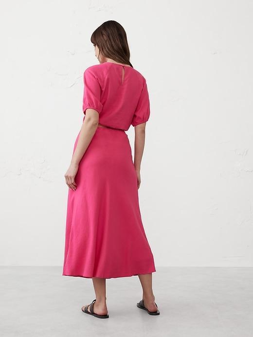 Linen-Blend Midi Slip Skirt Product Image