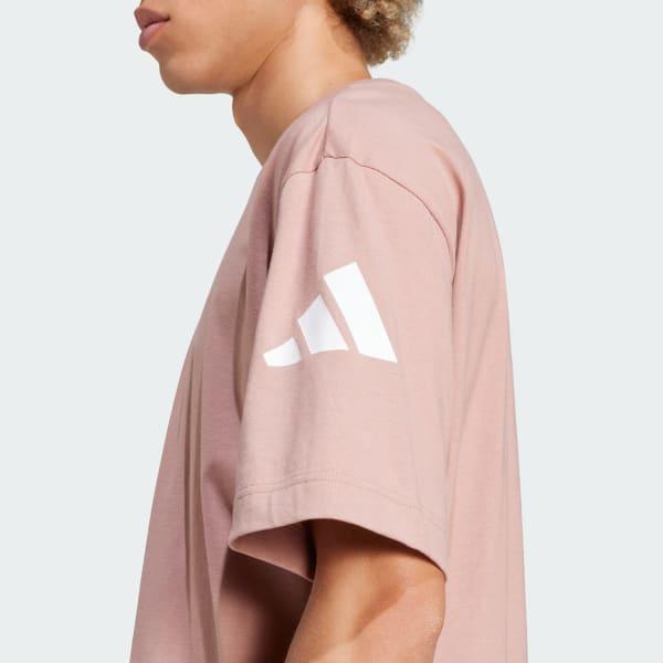 adidas Essentials Loose Fit 3 Bar Logo Tee White M Mens Product Image