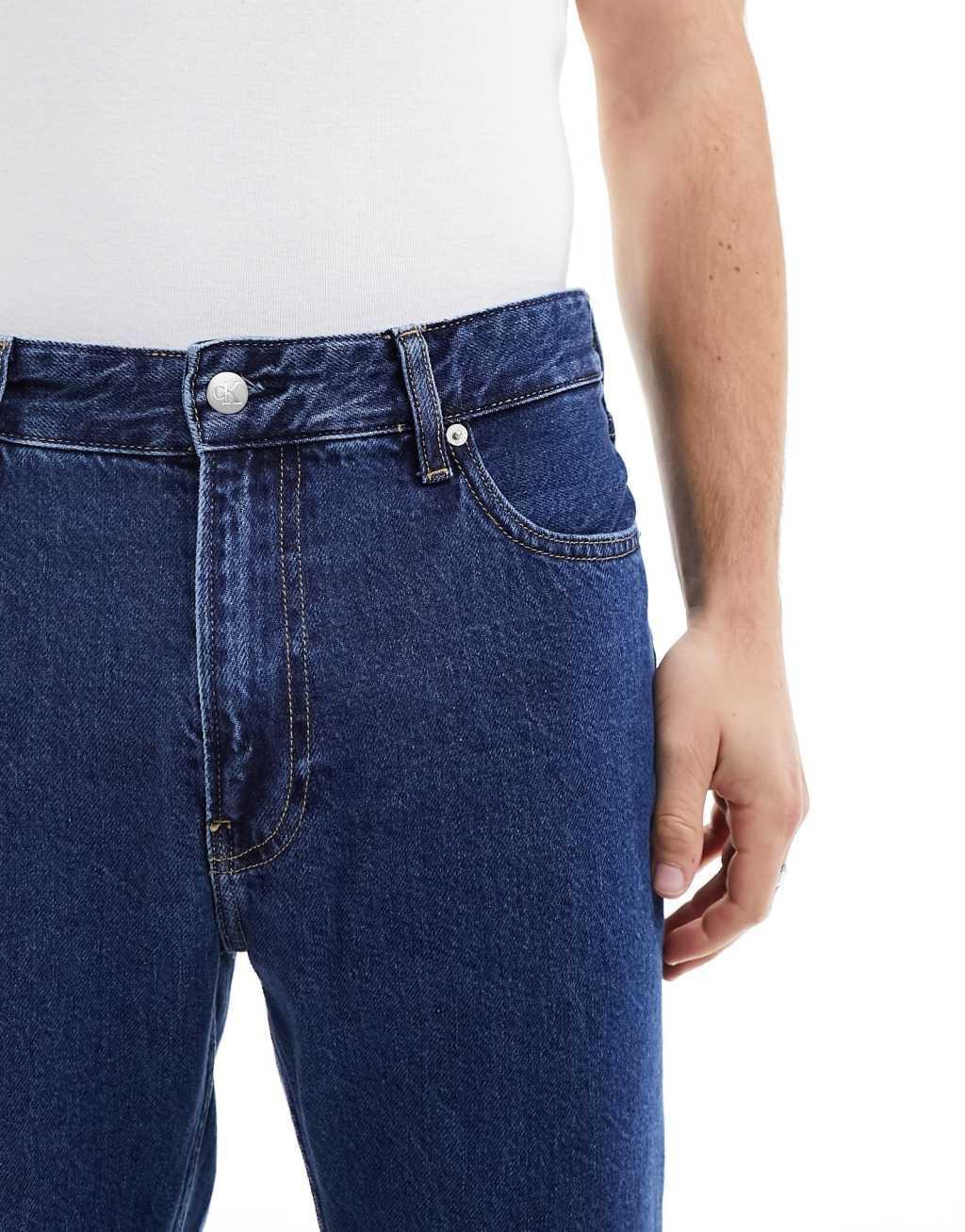 Calvin Klein Jeans dad jeans in dark wash Product Image