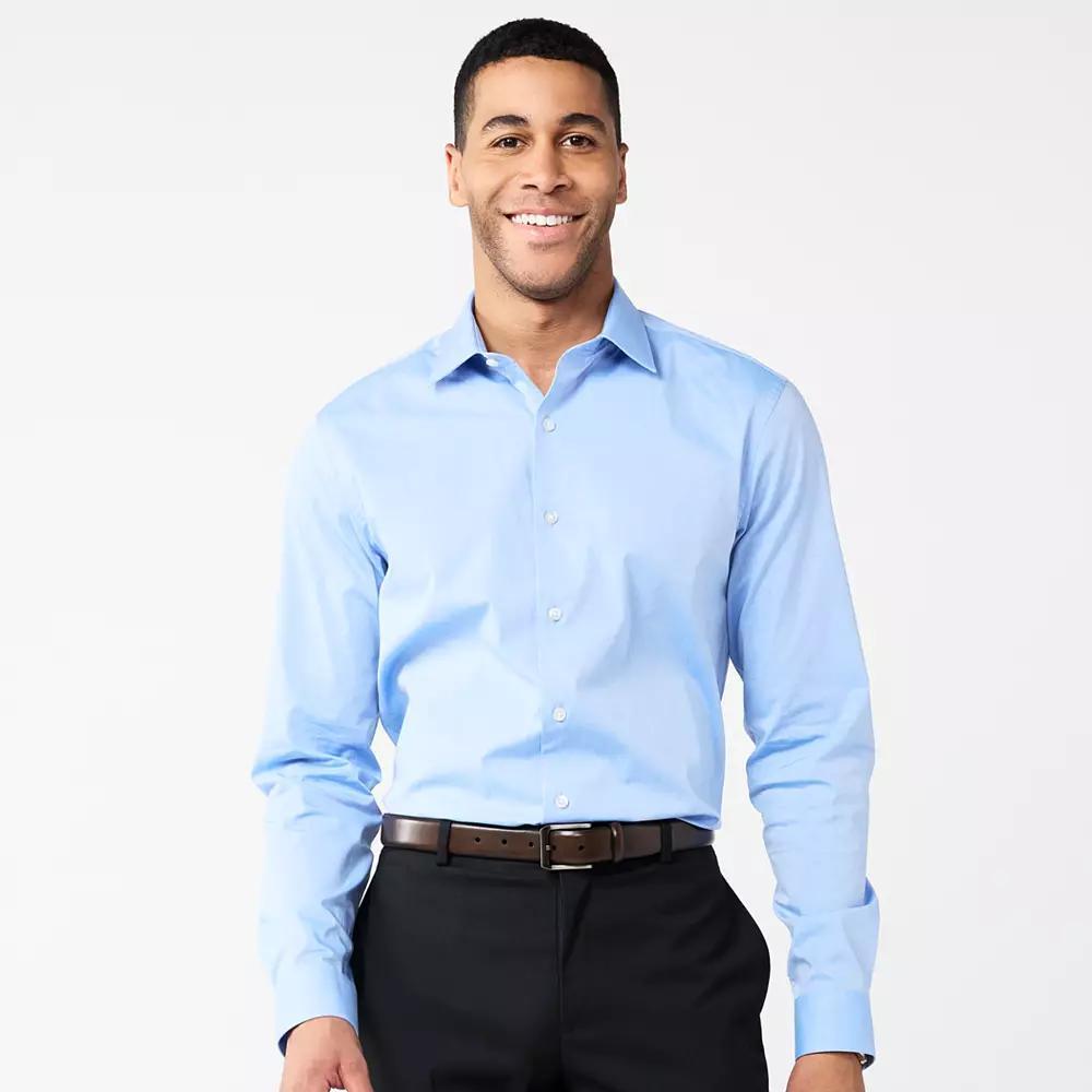 Men's Apt. 9® Premier Flex Solid Slim-Fit Wrinkle Resistant Dress Shirt, Size: XL-32/33, Light Blue Product Image