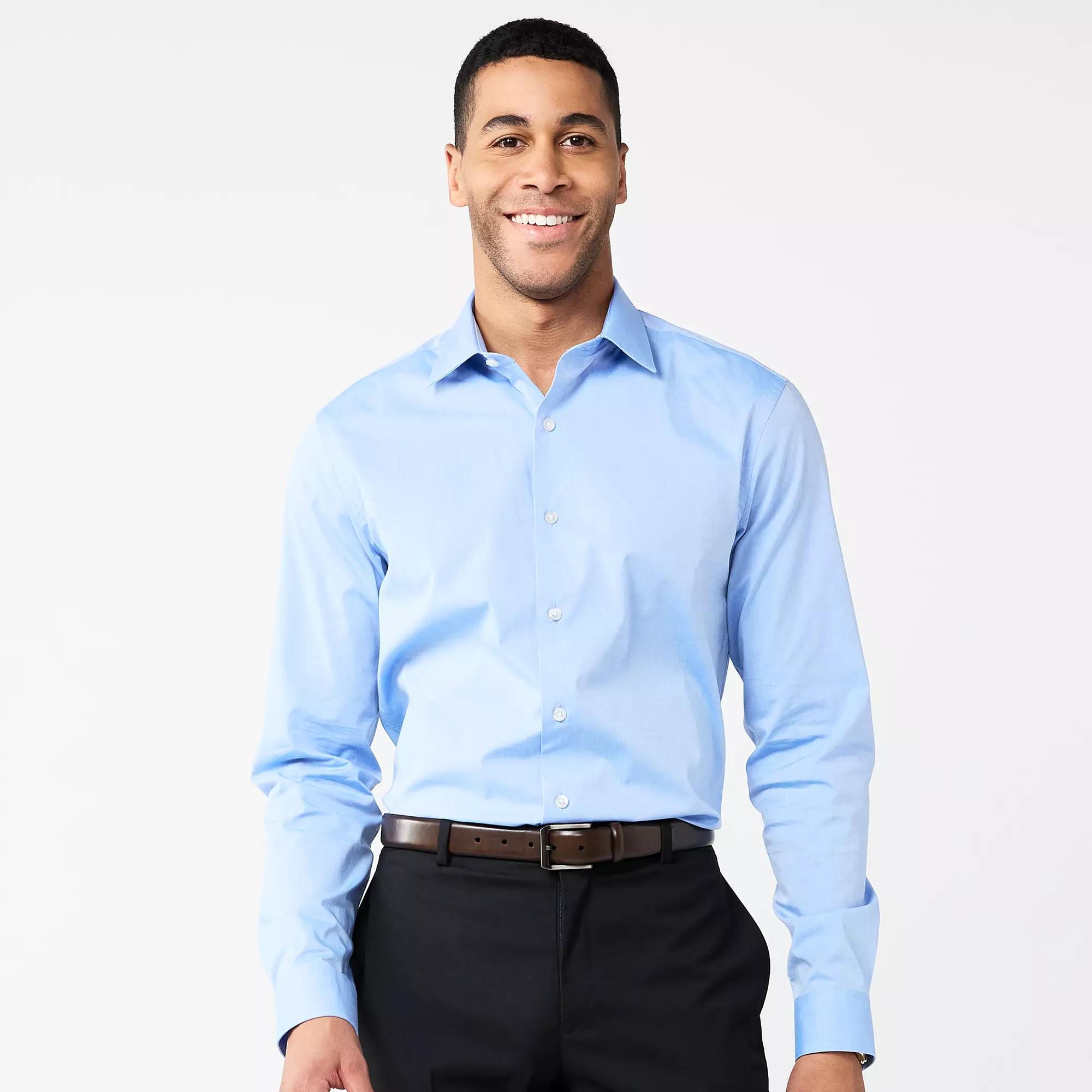Men's Apt. 9® Premier Flex Solid Slim-Fit Wrinkle Resistant Dress Shirt, Size: XL-32/33, Light Blue Product Image