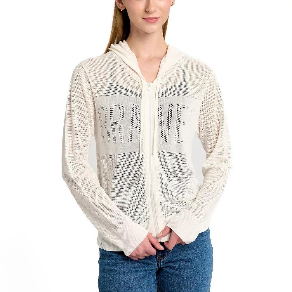 Women's Lusso Cream Atlanta Braves Summer Mesh Full-Zip Jacket, Size: Medium, Beige Product Image