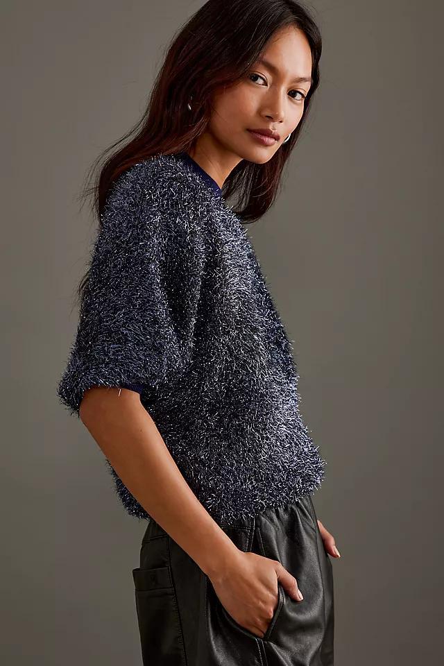 The Violette Short-Sleeve Tinsel Sweater by Maeve Product Image