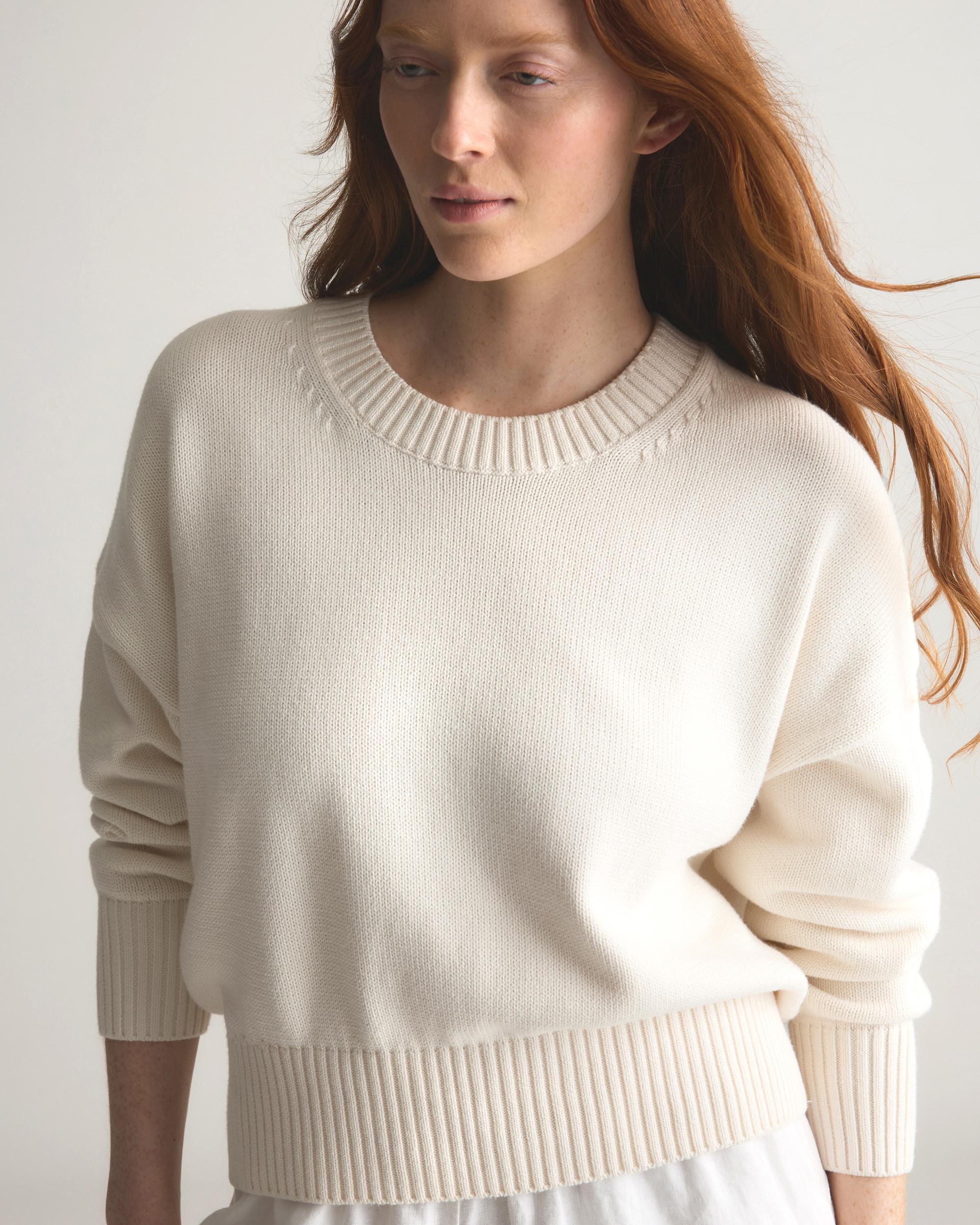 Quince | Women's Boyfriend Crewneck Sweater Size XS, Organic Cotton Product Image