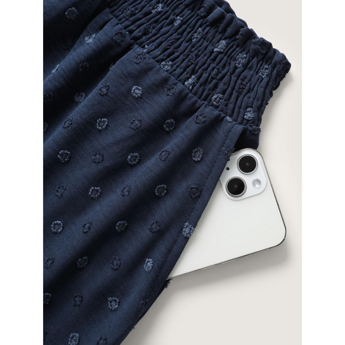 Plus Size Textured Polka Dots Irregular Wide-Leg Pants Women Indigo Loose Mid Rise Everyday-Elegant Pants BloomChic 18-20/2X Product Image