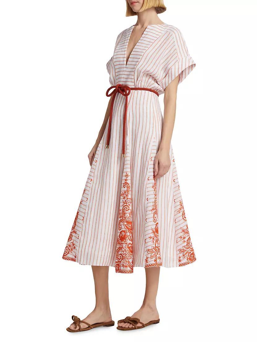 Casandra Stripe Self-Tie Midi-Dress Product Image