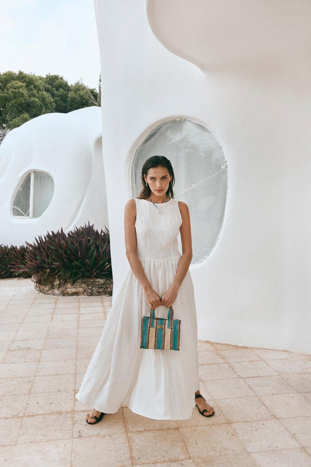 Kara Linen Midi Dress White Product Image