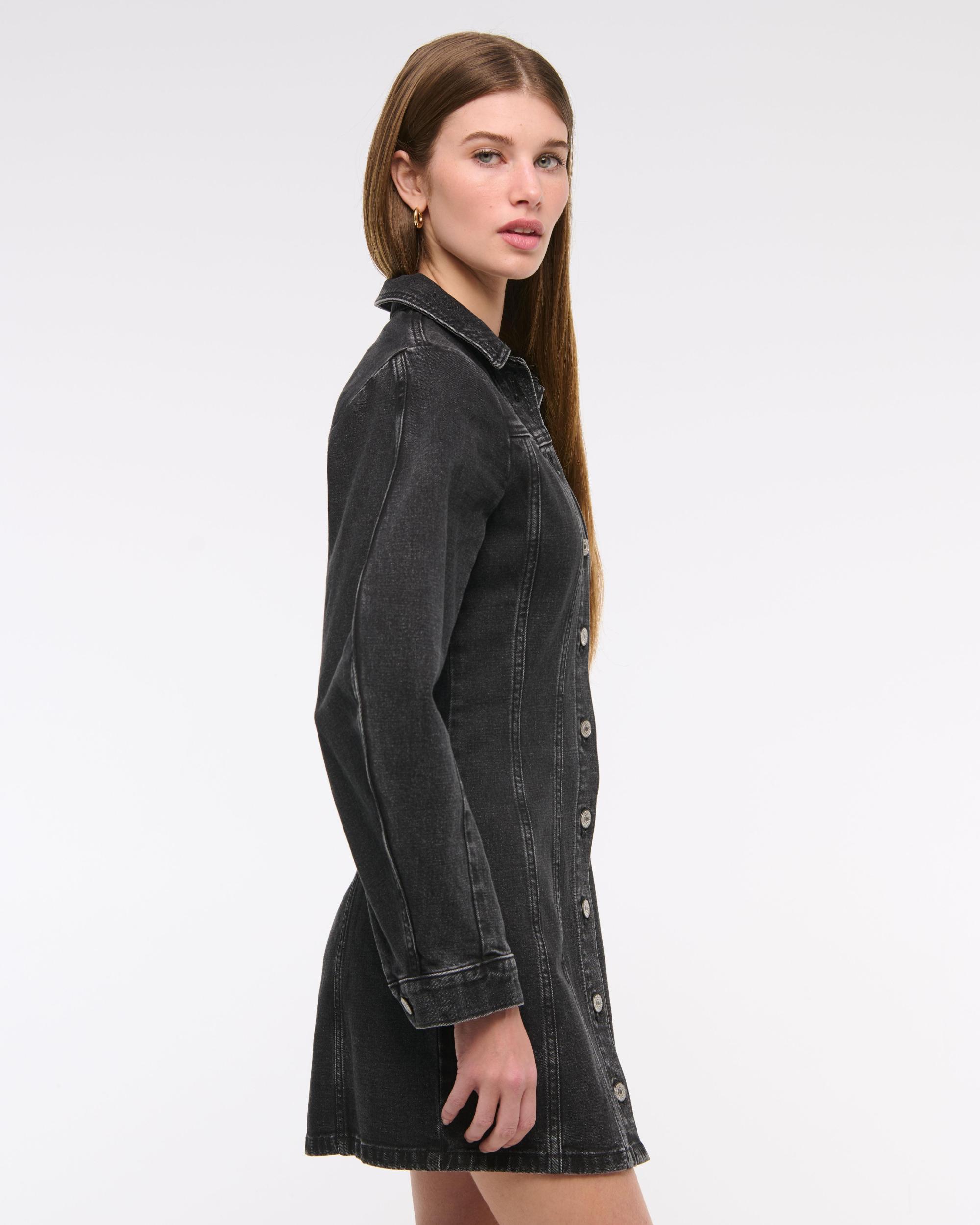 Barrel Sleeve Denim Shirt Dress Product Image
