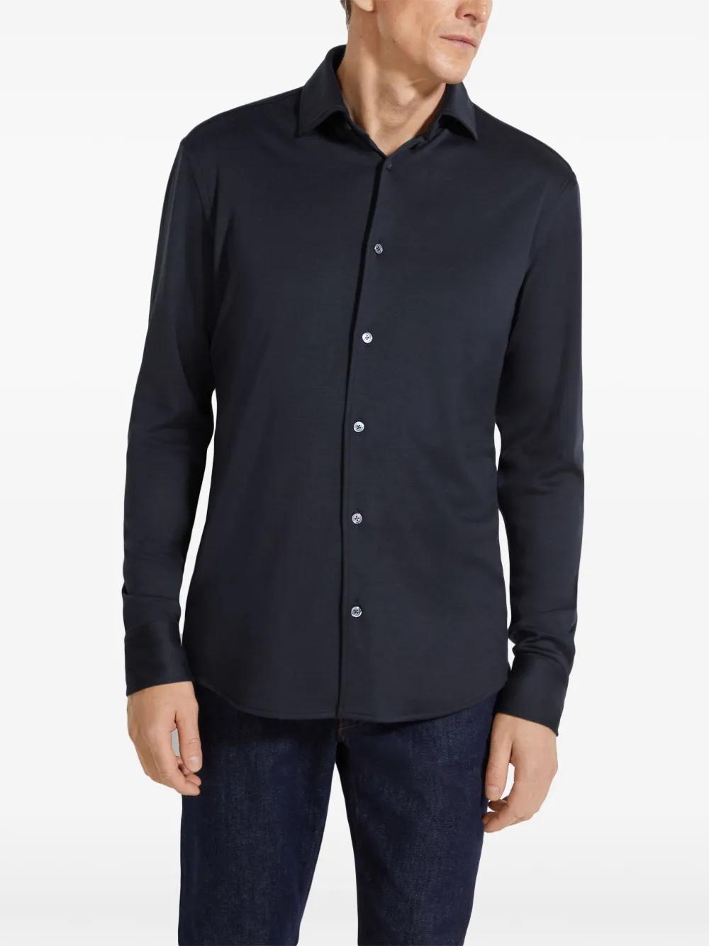 ZEGNA Navy Blue Centoventimila Cotton Shirt Product Image
