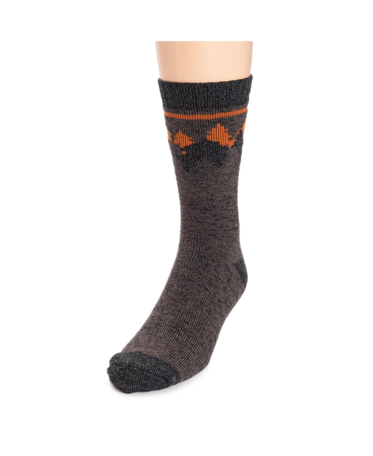 Men's MUK LUKS Stripe Top Crew Socks, Brown Tree Product Image