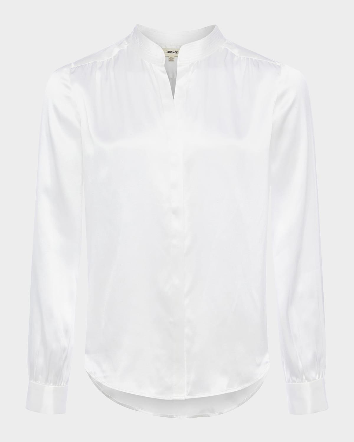 Bianca Silk Charmeuse Button-Down Blouse Product Image