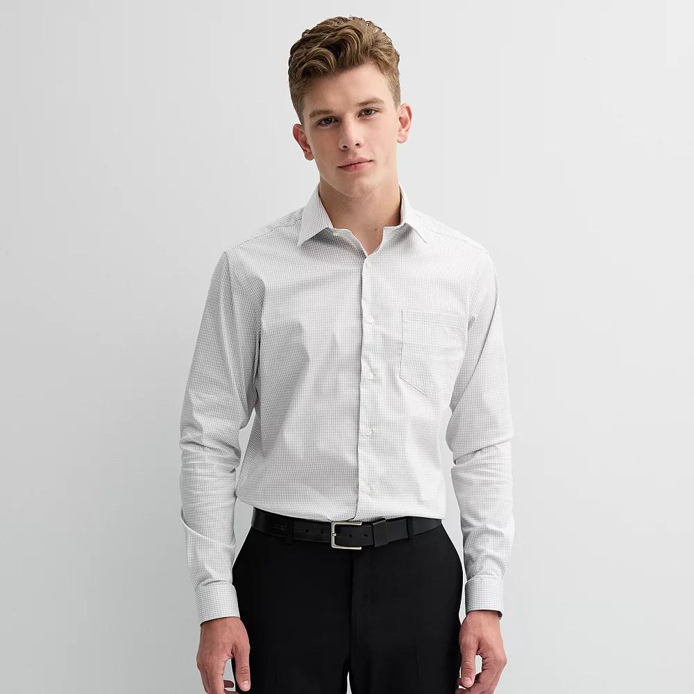 Men's Apt. 9® Regular-Fit Wrinkle Free Dress Shirt, Size: XL-32/33, Gray Crosshatch Plaid Product Image