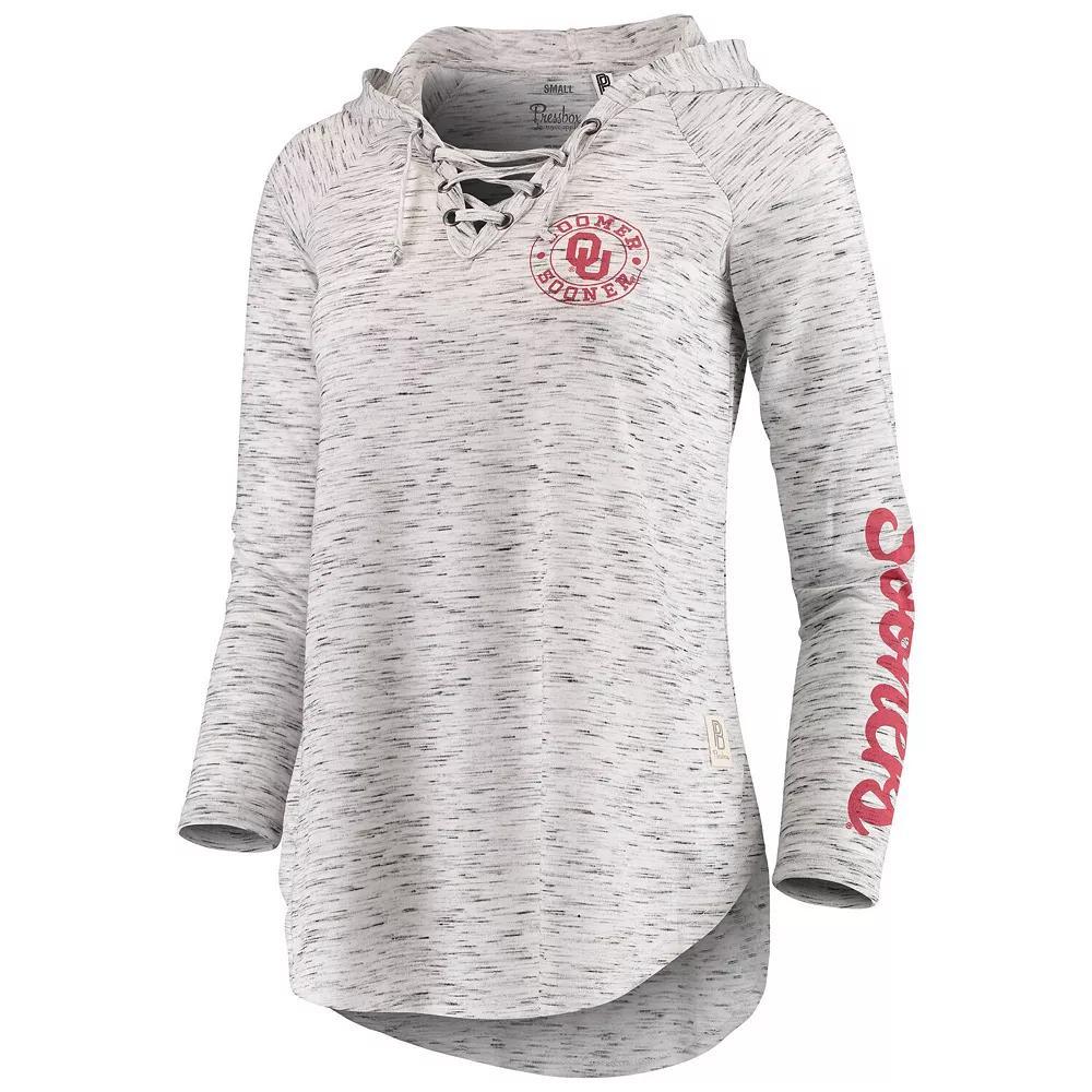 Women's Pressbox Gray Oklahoma Sooners Space Dye Lace-Up V-Neck Long Sleeve T-Shirt, Size: Medium, Grey Product Image