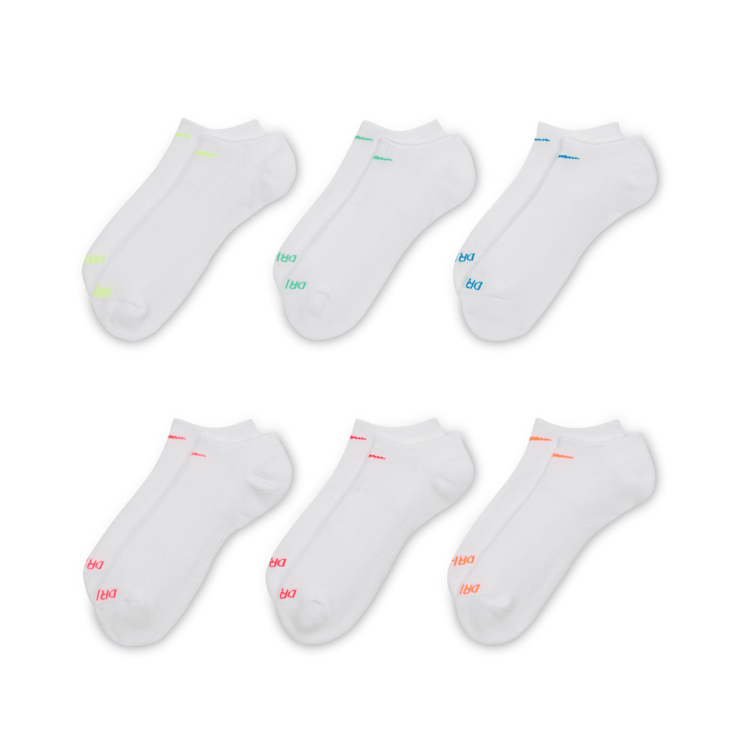 Women's Nike 6-Pack Everyday Plus Cushioned Training No-Show Socks, Size: Medium, White Team Product Image