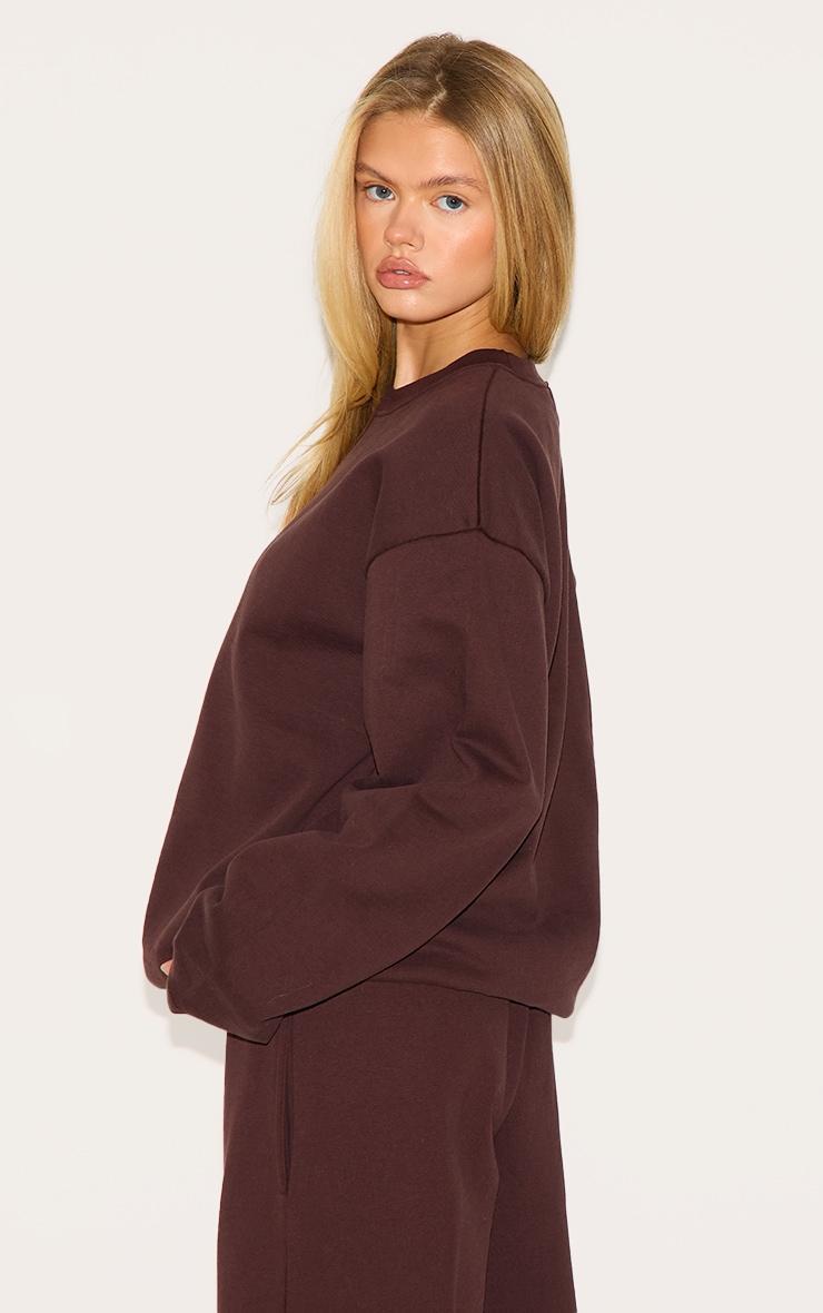 Chocolate Premium Oversized Crew Neck Sweatshirt Product Image
