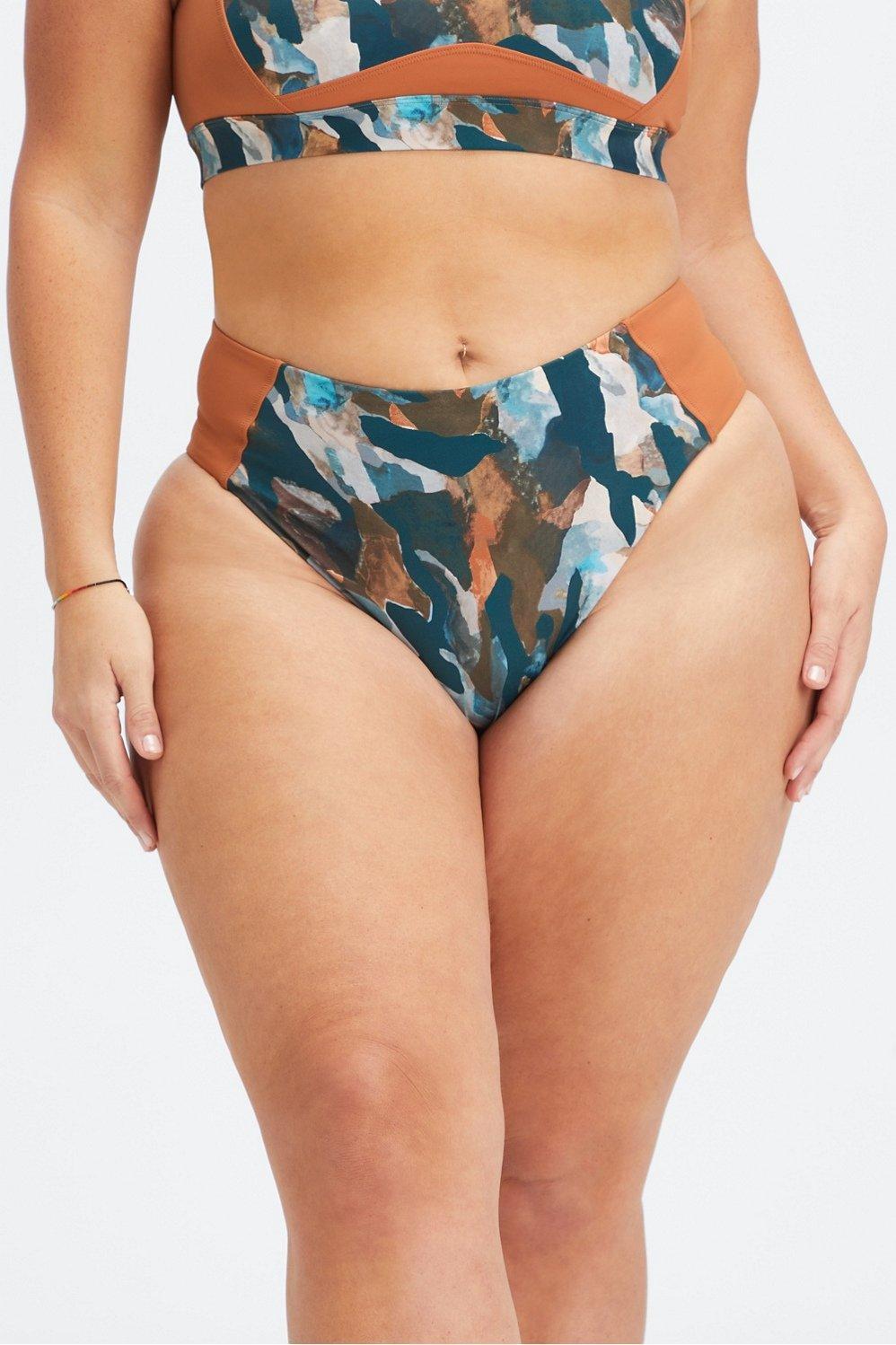 Fabletics Sporty Swim Brief Womens Paintbrush Camo/Sequoia plus Size 3X Product Image
