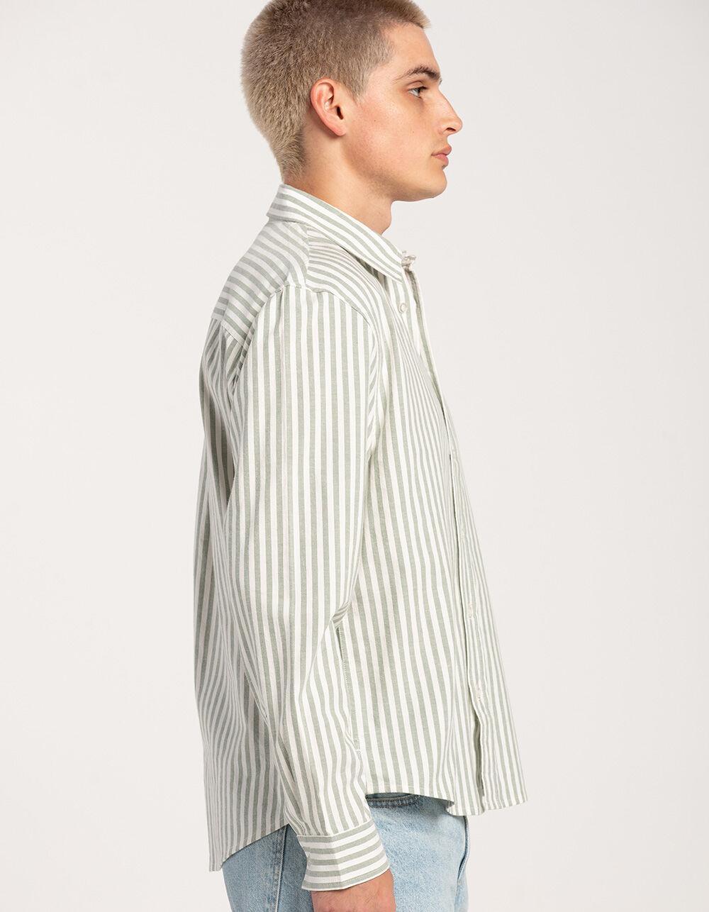 RSQ Mens Striped Oxford Shirt - GREEN Product Image