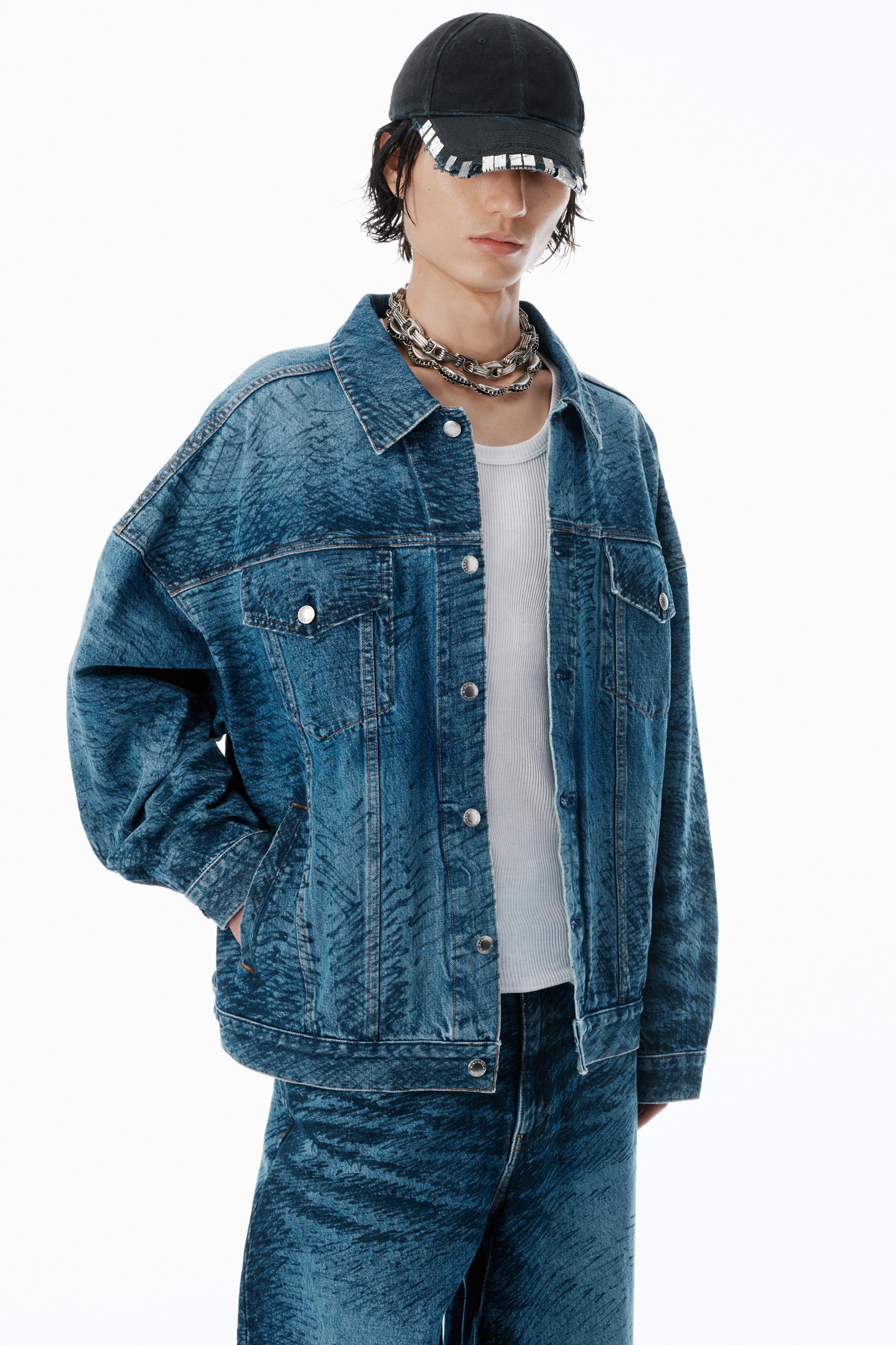 Indigo Marker-print Trucker Jacket Product Image
