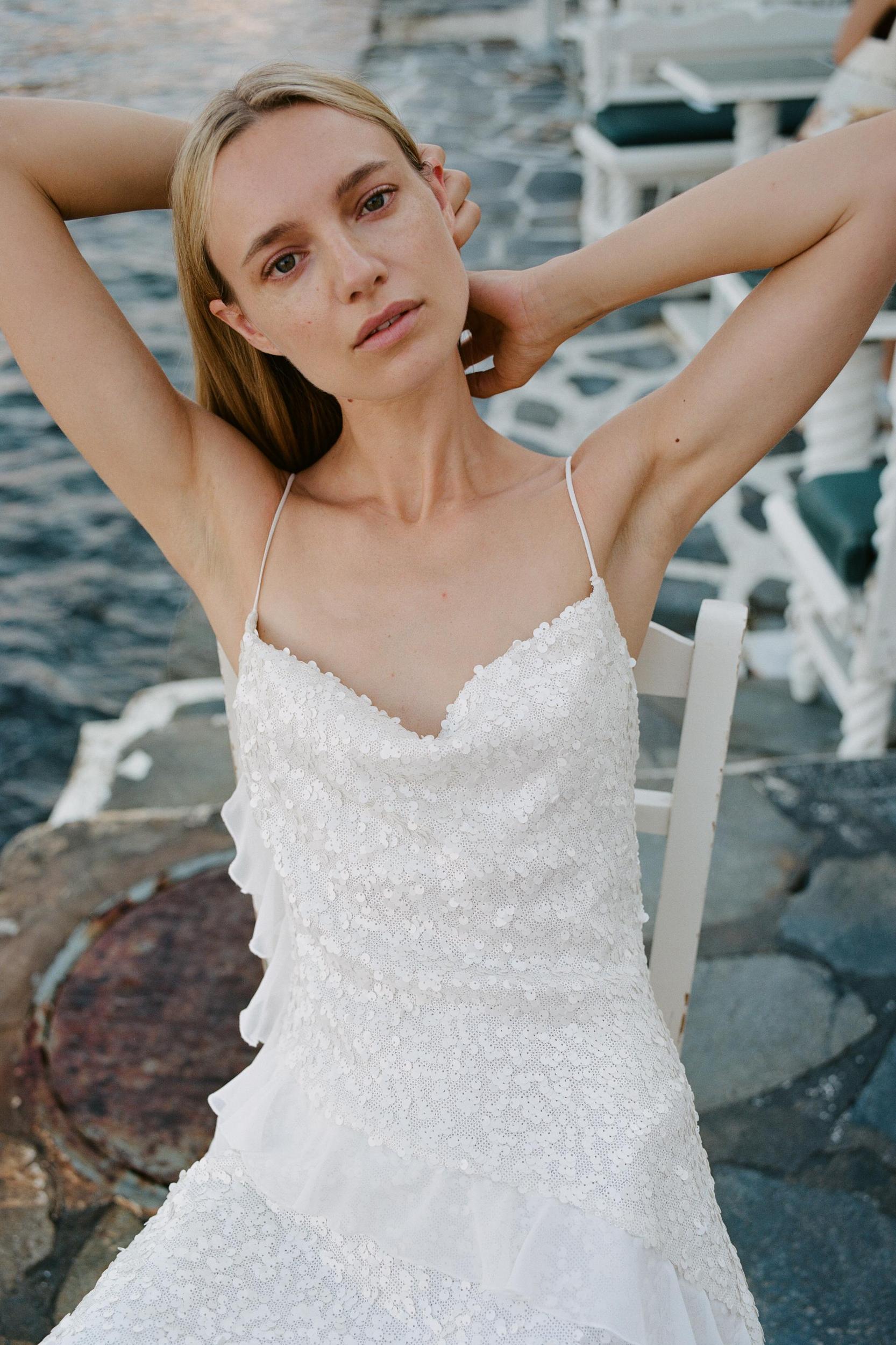 SEQUIN RUFFLE MINI DRESS Product Image