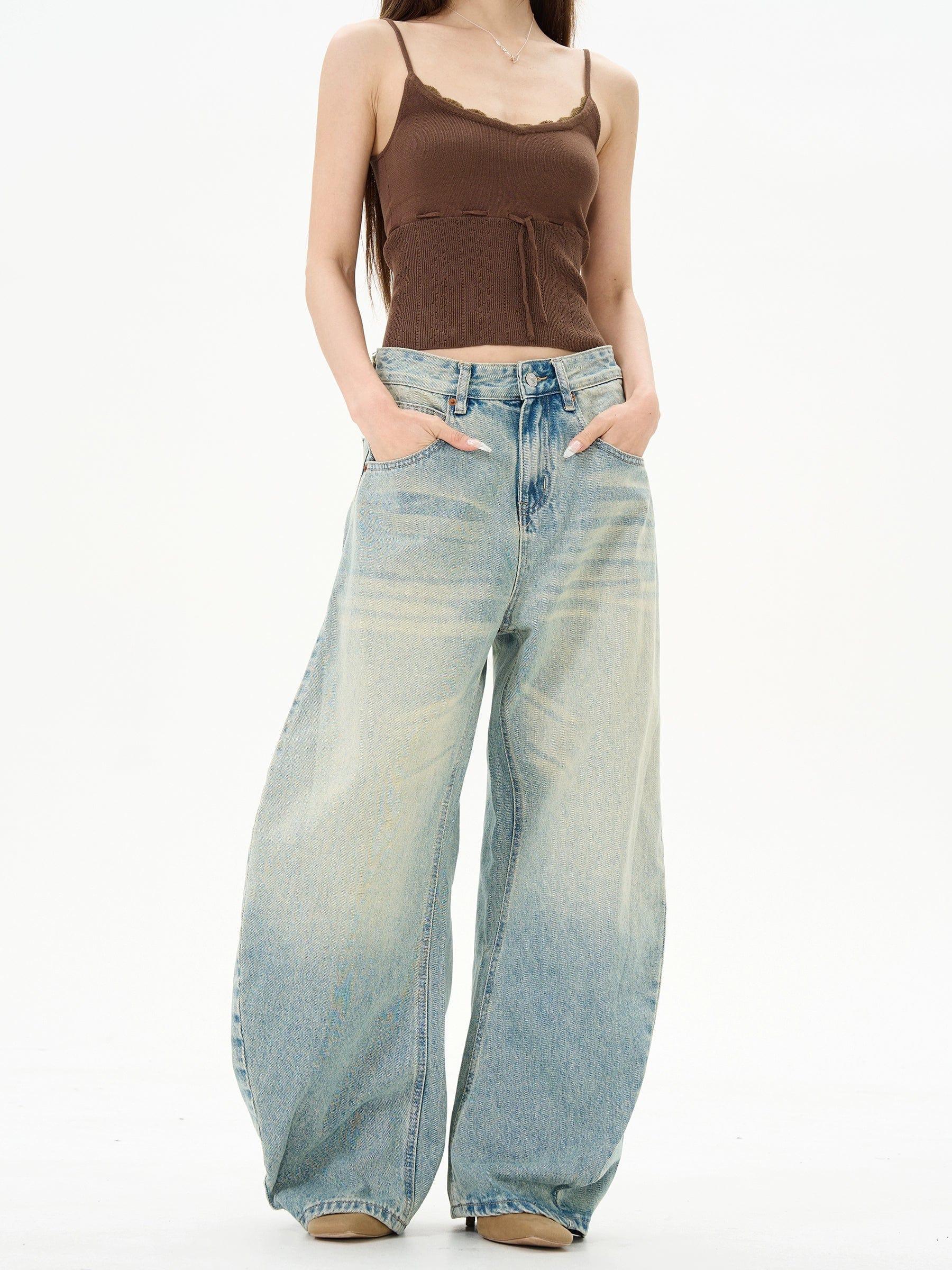 RT No. 12222 WHISKER BLUE DENIM STRAIGHT JEANS Product Image