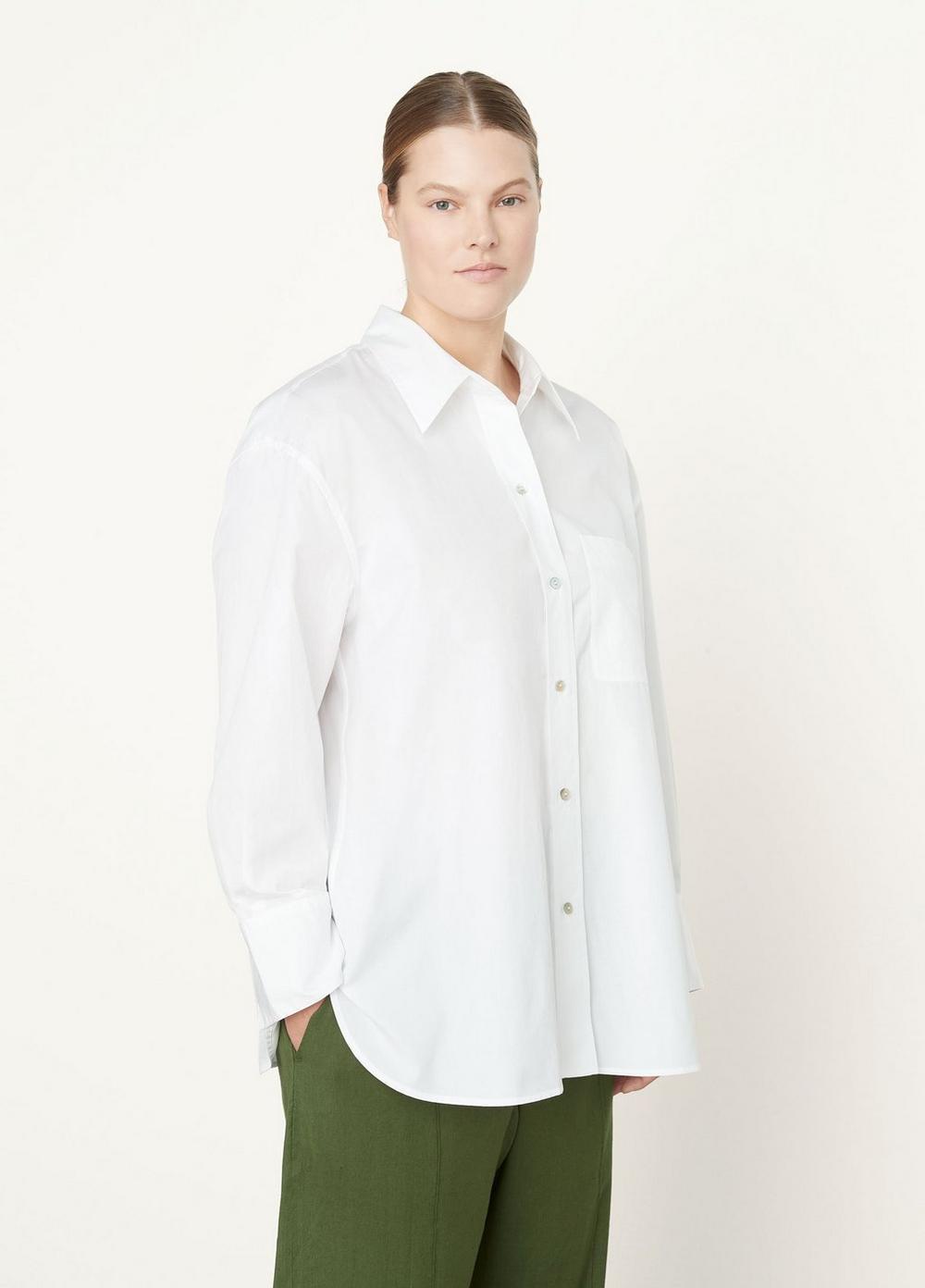 Womens Oversized Long Sleeve Shirt, Optic White, Size 3XL Vince Product Image