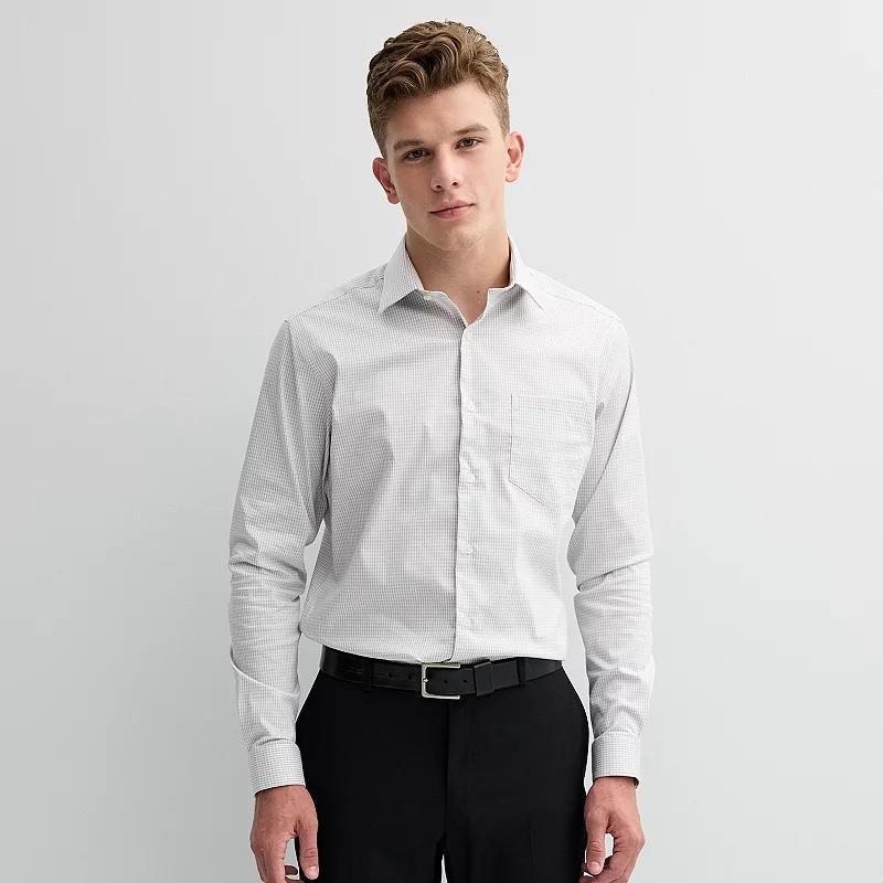 Men's Apt. 9® Regular-Fit Wrinkle Free Dress Shirt, Size: XL-32/33, Gray Crosshatch Plaid Product Image