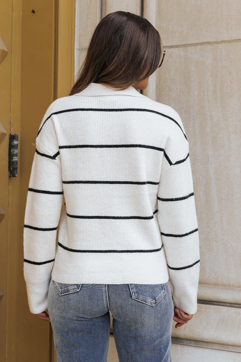 Thread and Supply Ivory Striped Sweater - FINAL SALE Product Image