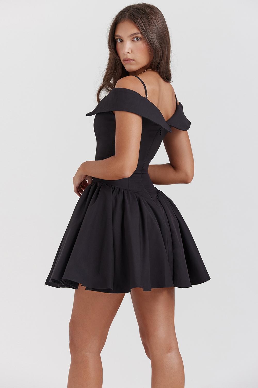 Elida  black off shoulder mini dress Product Image