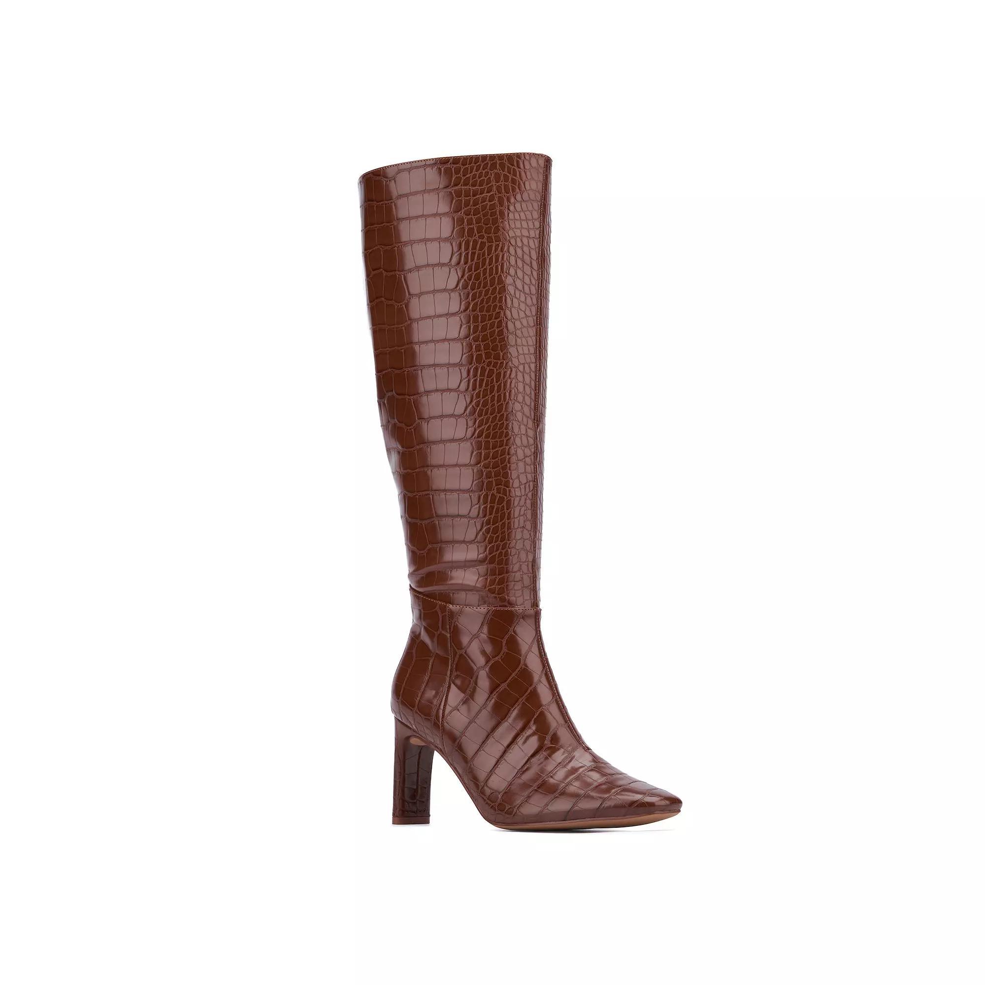 New York & Company Isabelle Women's Knee-High Boots, Size: 7, Black Croc Product Image