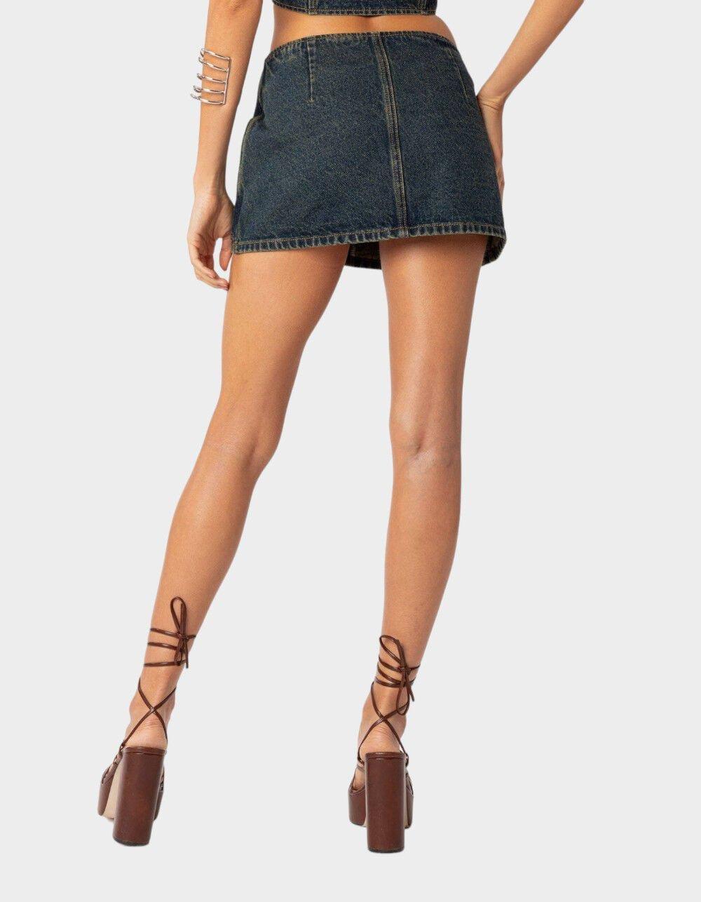 EDIKTED Elara Washed Denim Mini Skirt Product Image
