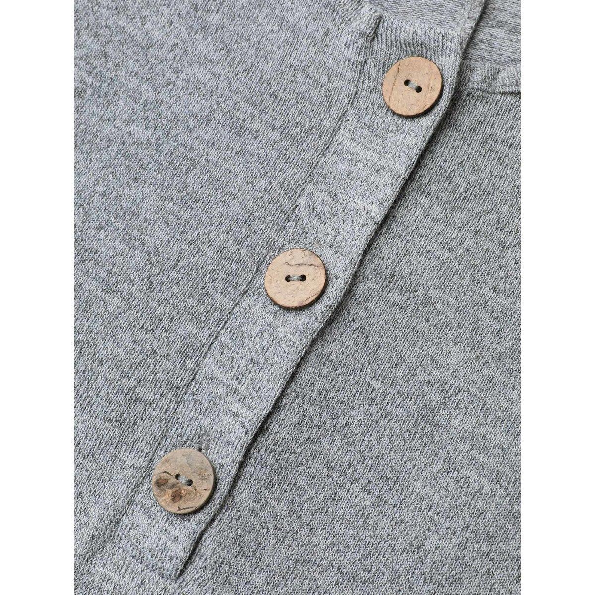 Plus Size LightGray Supersoft Button Drawstring Straight Jumpsuit Women Casual Half Sleeve Round Neck Everyday Loose Jumpsuits BloomChic 30/6X Product Image