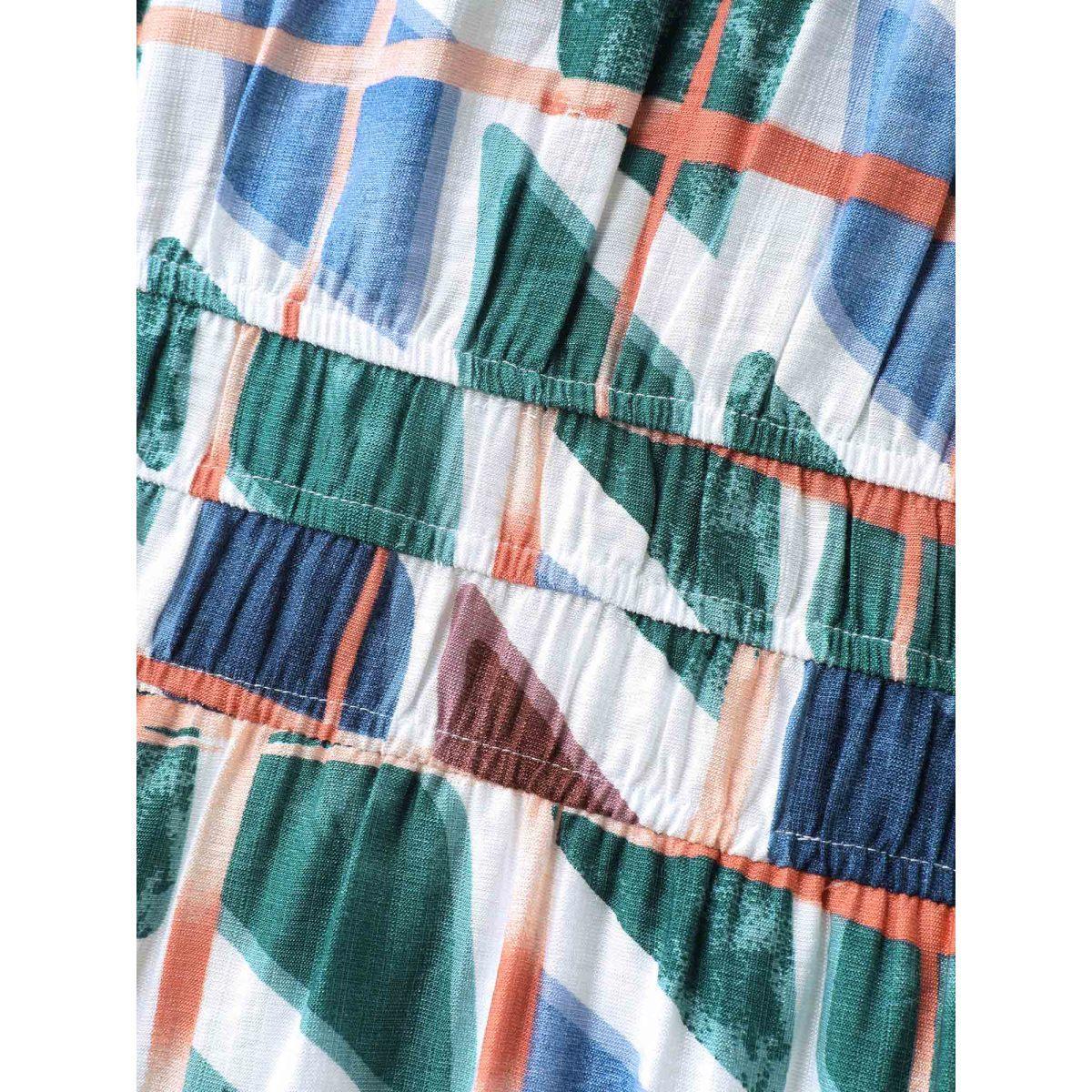 Plus Size Abstract Print Stretchy Waist Midi Dress Multicolor Women V-neck Short sleeve Curvy BloomChic 14-16/1X Product Image