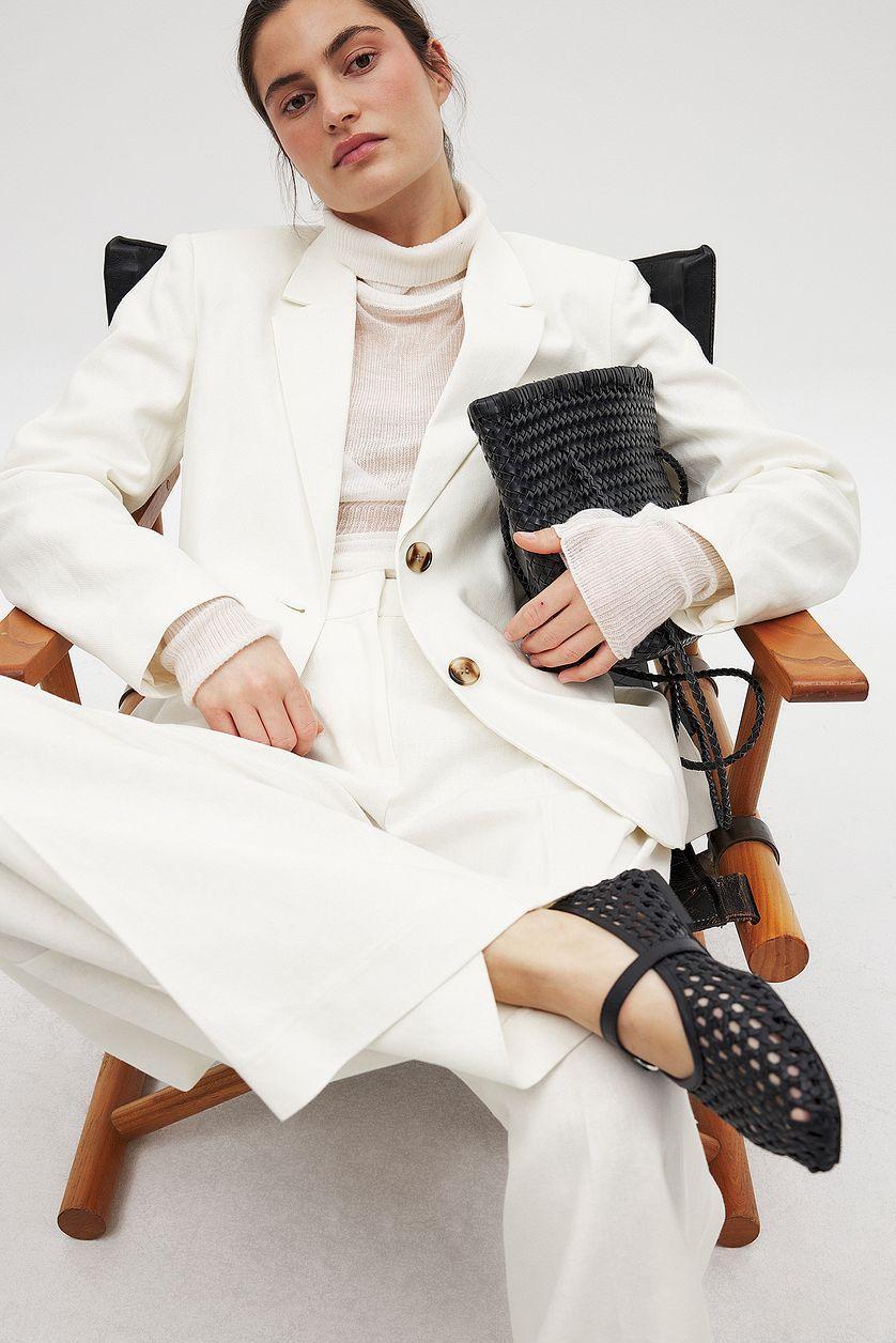 Linen Blend Wide Mid Waist Pants Product Image