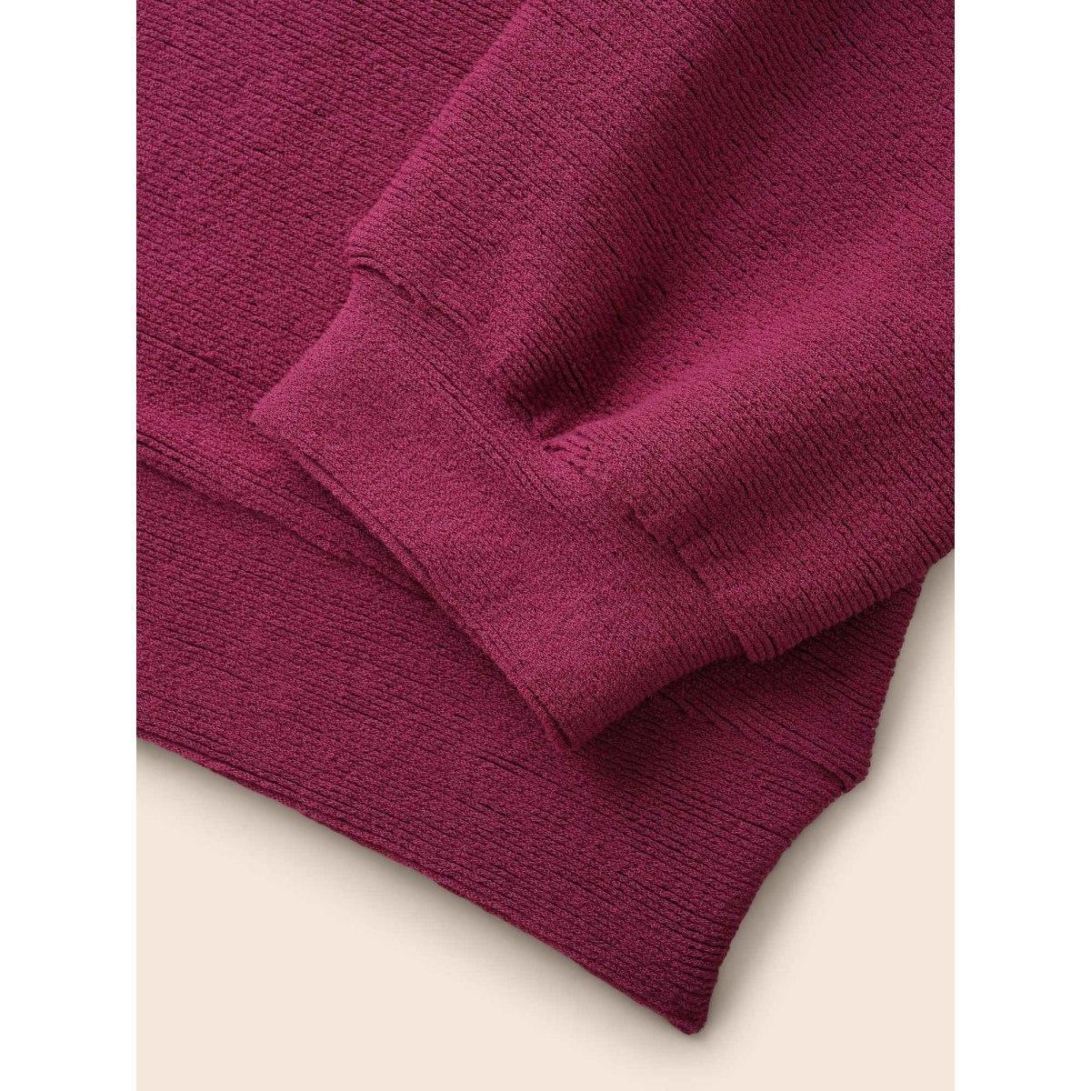 Plus Size Solid Button Up Hooded Drawstring Sweatshirt Women RedViolet Casual Texture Hooded Everyday Sweatshirts BloomChic 14-16/1X Product Image