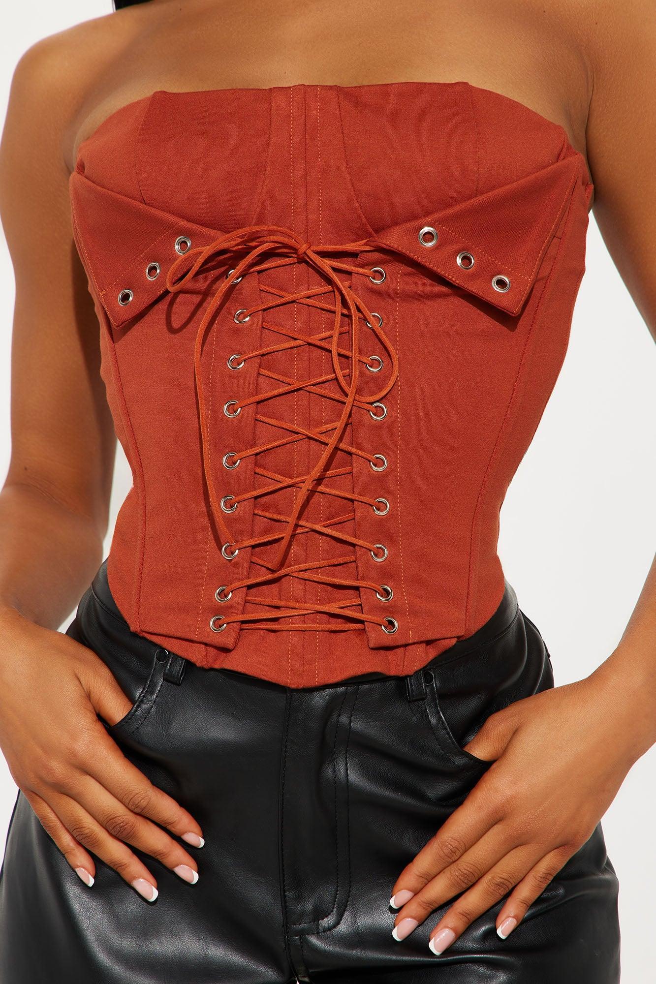 New Obsession Lace Up Corset - Rust Product Image