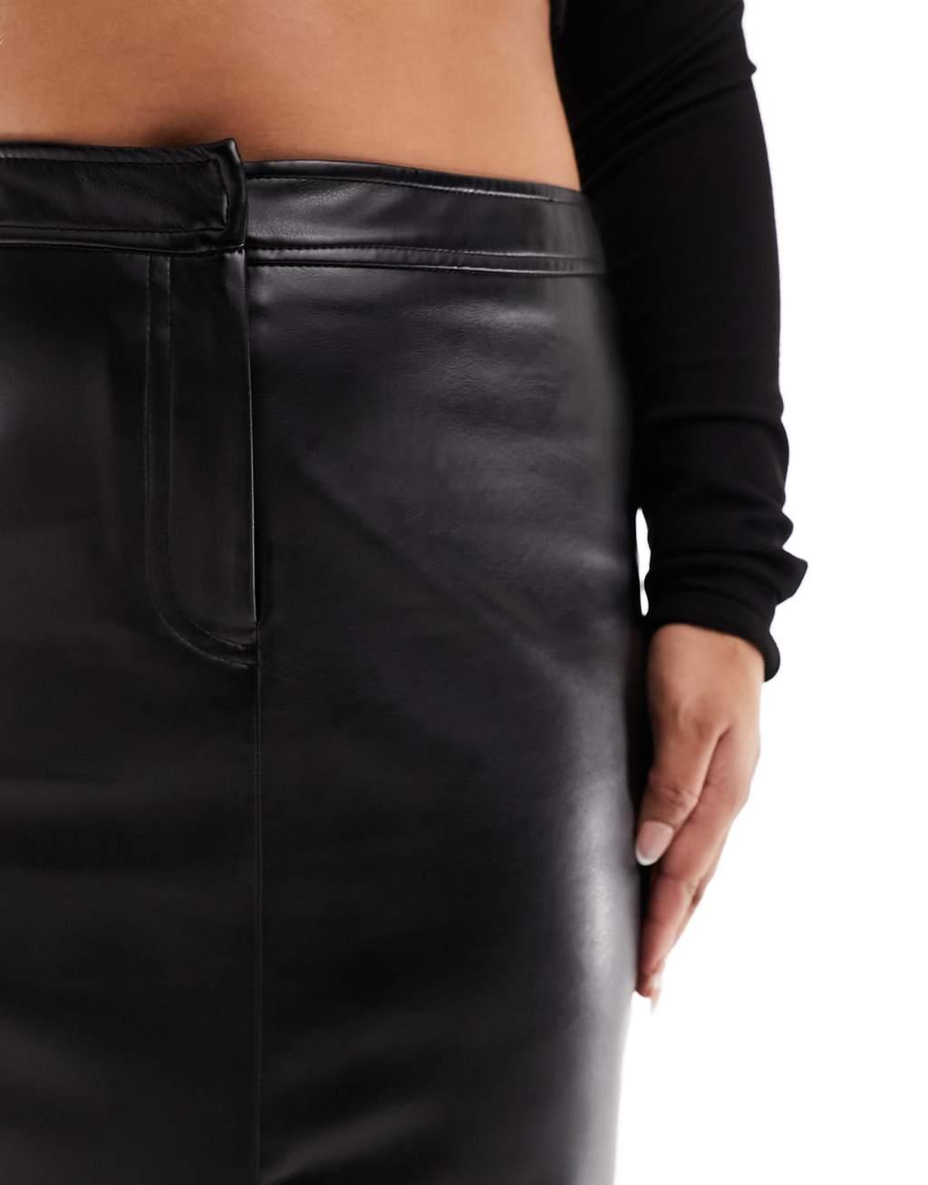COLLUSION Plus leather look maxi column skirt Product Image