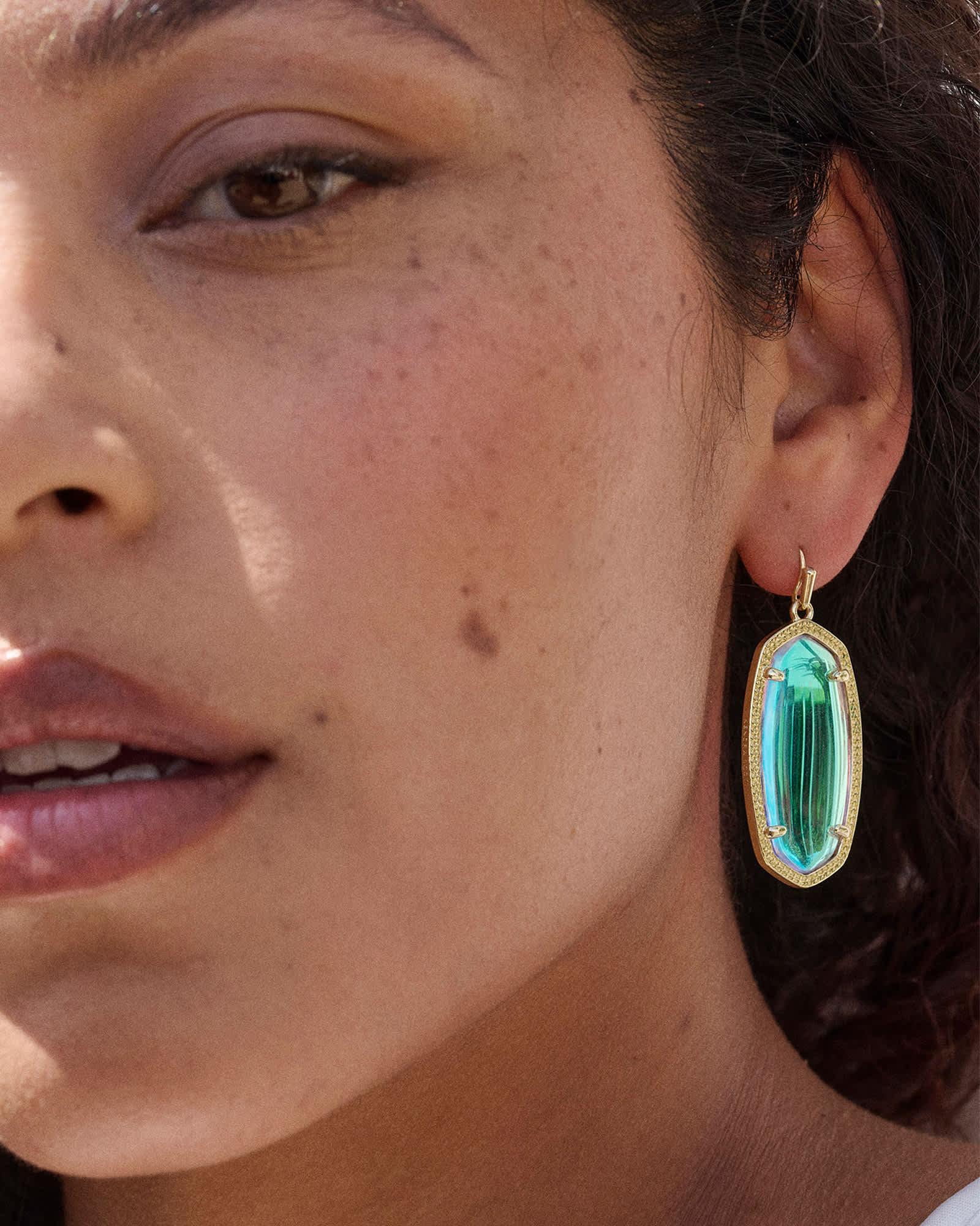 Elle Gold Drop Earrings in Dichroic Glass Product Image
