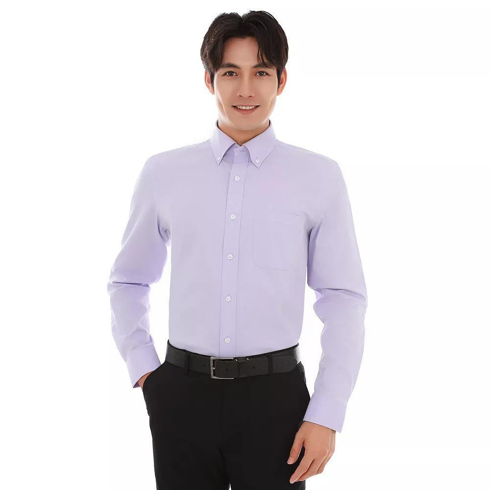 Men's Bespoke Classic-Fit Pinpoint Oxford Dress Shirt, Size: XL-36/37, Green Product Image
