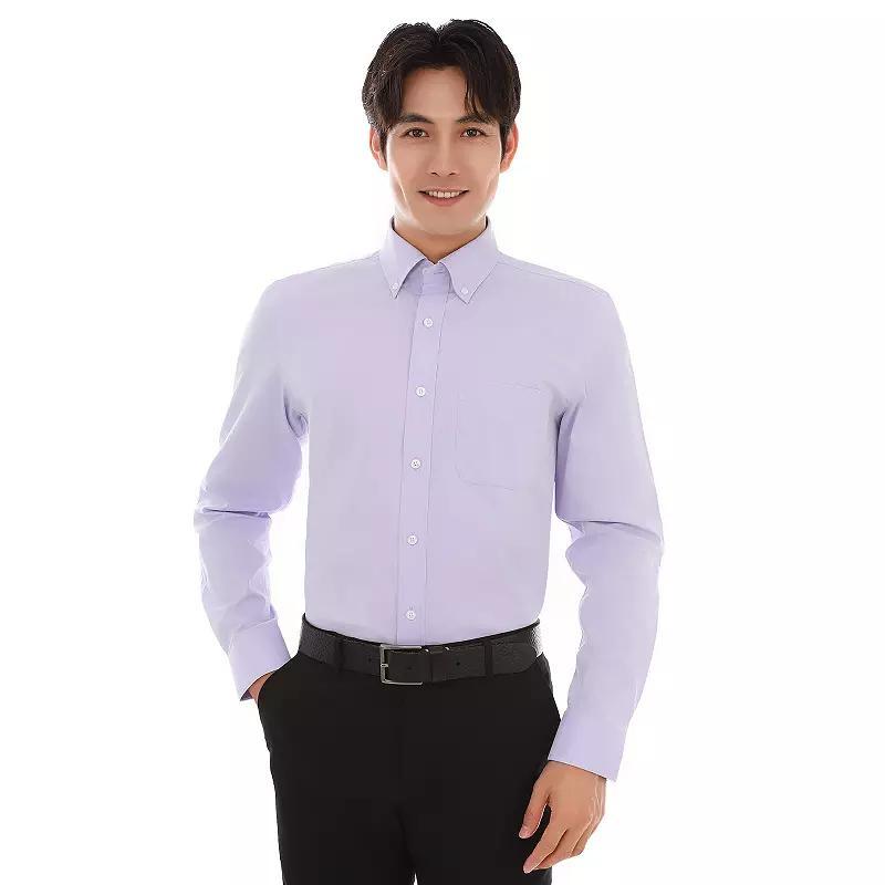 Men's Bespoke Classic-Fit Pinpoint Oxford Dress Shirt, Size: XL-36/37, Green Product Image