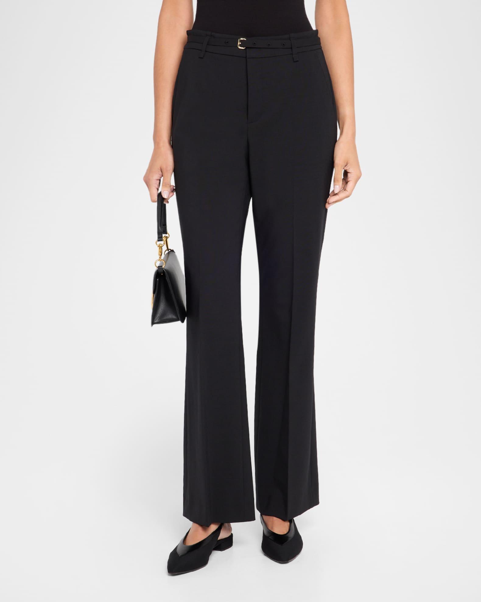 High-Rise Slim Flare Pants with Belt Product Image