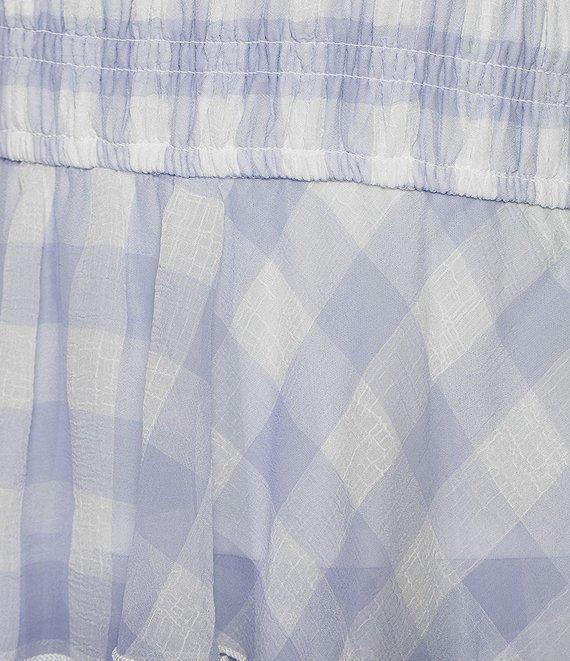 Allison & Kelly Gingham Short Puff Sleeve Smocked Tiered Dress Product Image