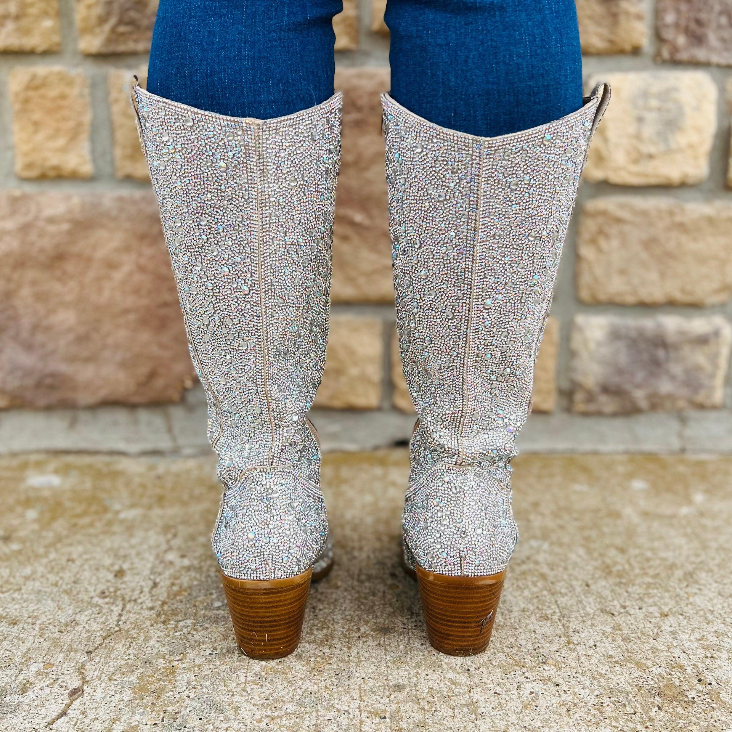Nashville Glitz & Glam Silver Rhinestone Boots* Product Image