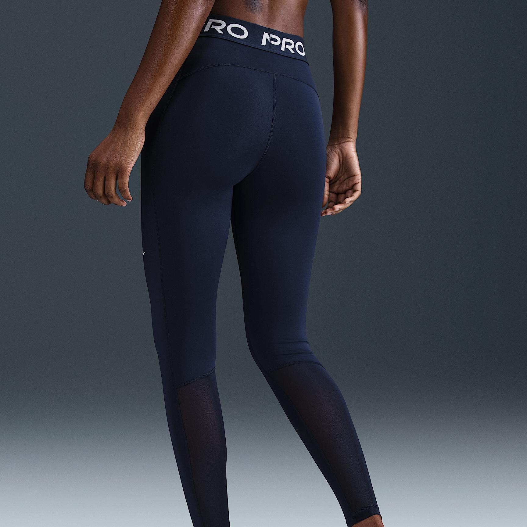 Nike Pro Women's Mid-Rise Mesh-Paneled Leggings Product Image