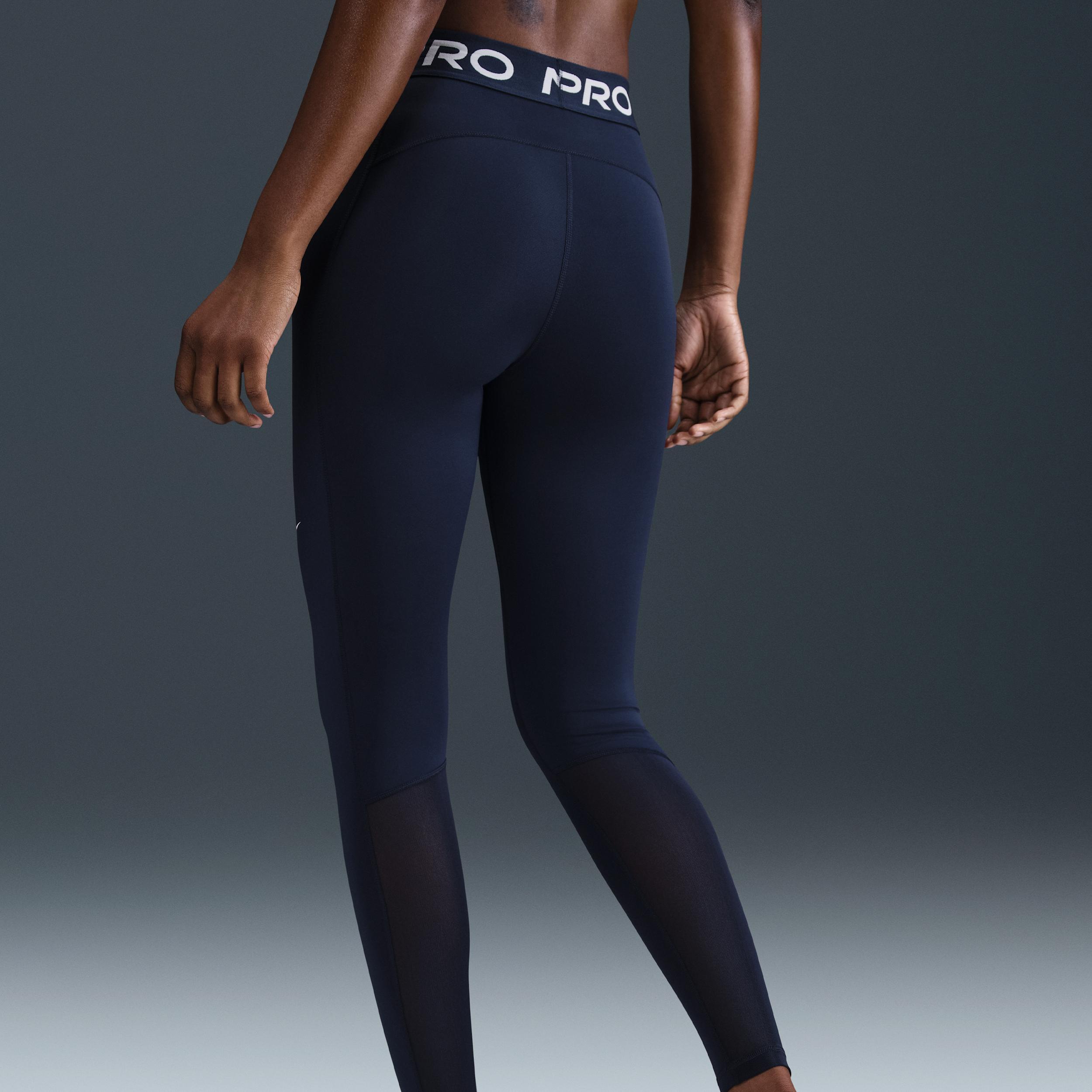 Nike Pro Women's Mid-Rise Mesh-Paneled Leggings Product Image