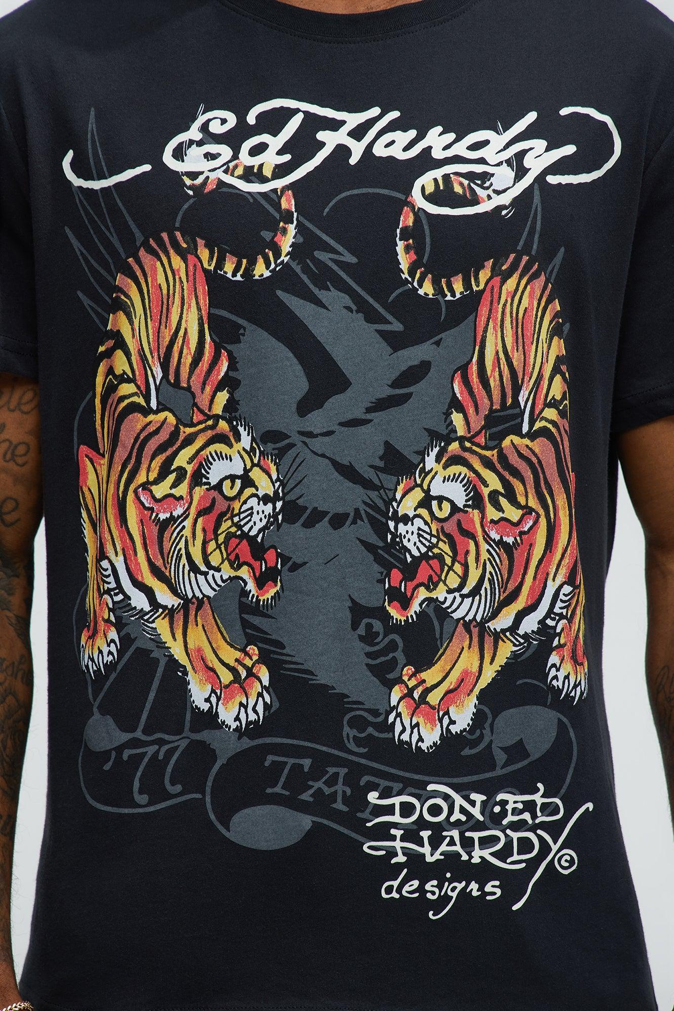 Ed Hardy Twin Tiger Short Sleeve Tee - Black Product Image