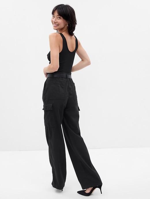 Mid Rise Twill Loose Cargo Pants Product Image